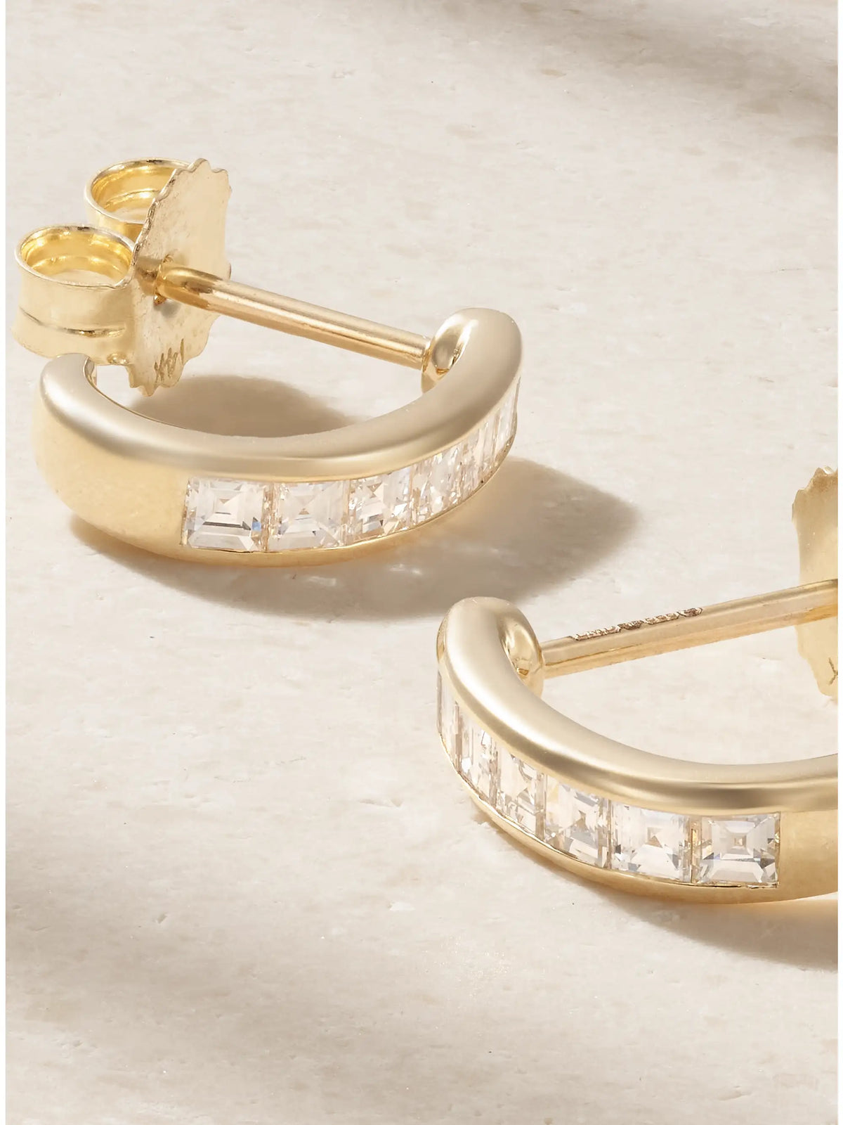 Baby 14-karat Gold Diamond Hoop Earrings