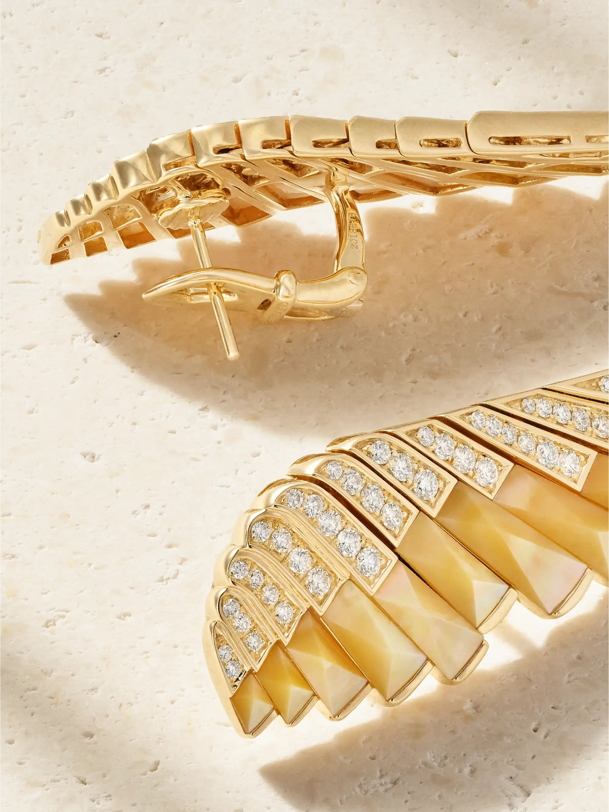 Wings Rising 18-karat Gold, Diamond And Mother-of-pearl Earrings