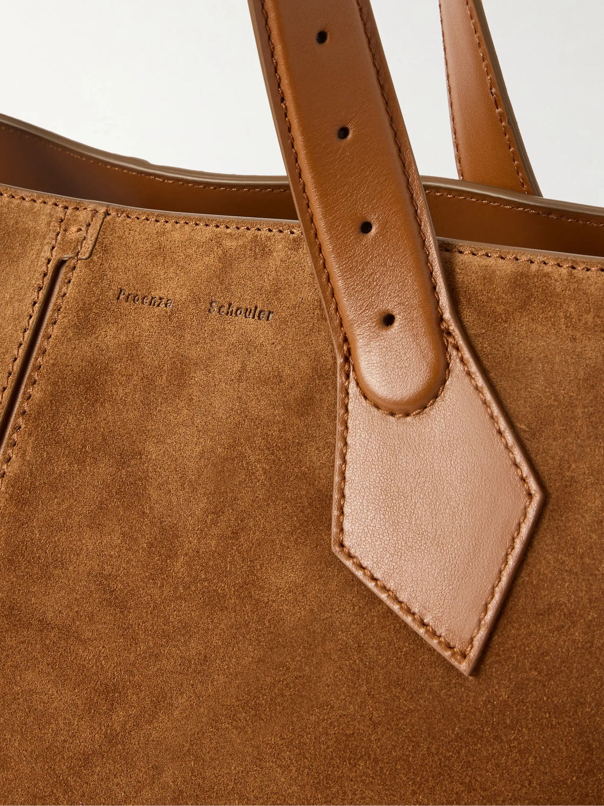 East West Chelsea Leather-trimmed Suede Tote