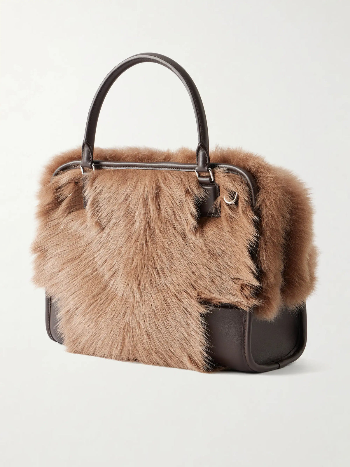 LOEWE Amazona 180 Medium Shearling-trimmed Leather Shoulder Bag