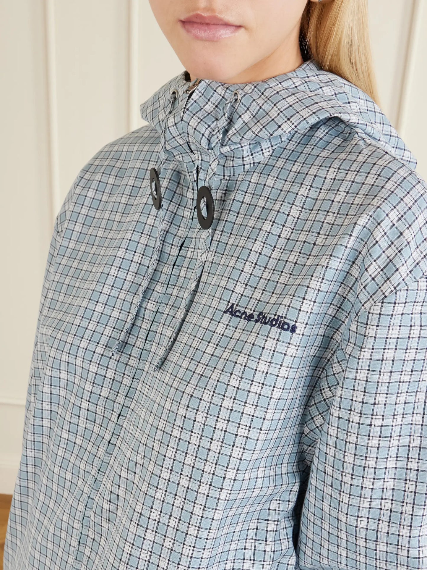 Ofass Summery Logo-embroidered Checked Cotton Jacket