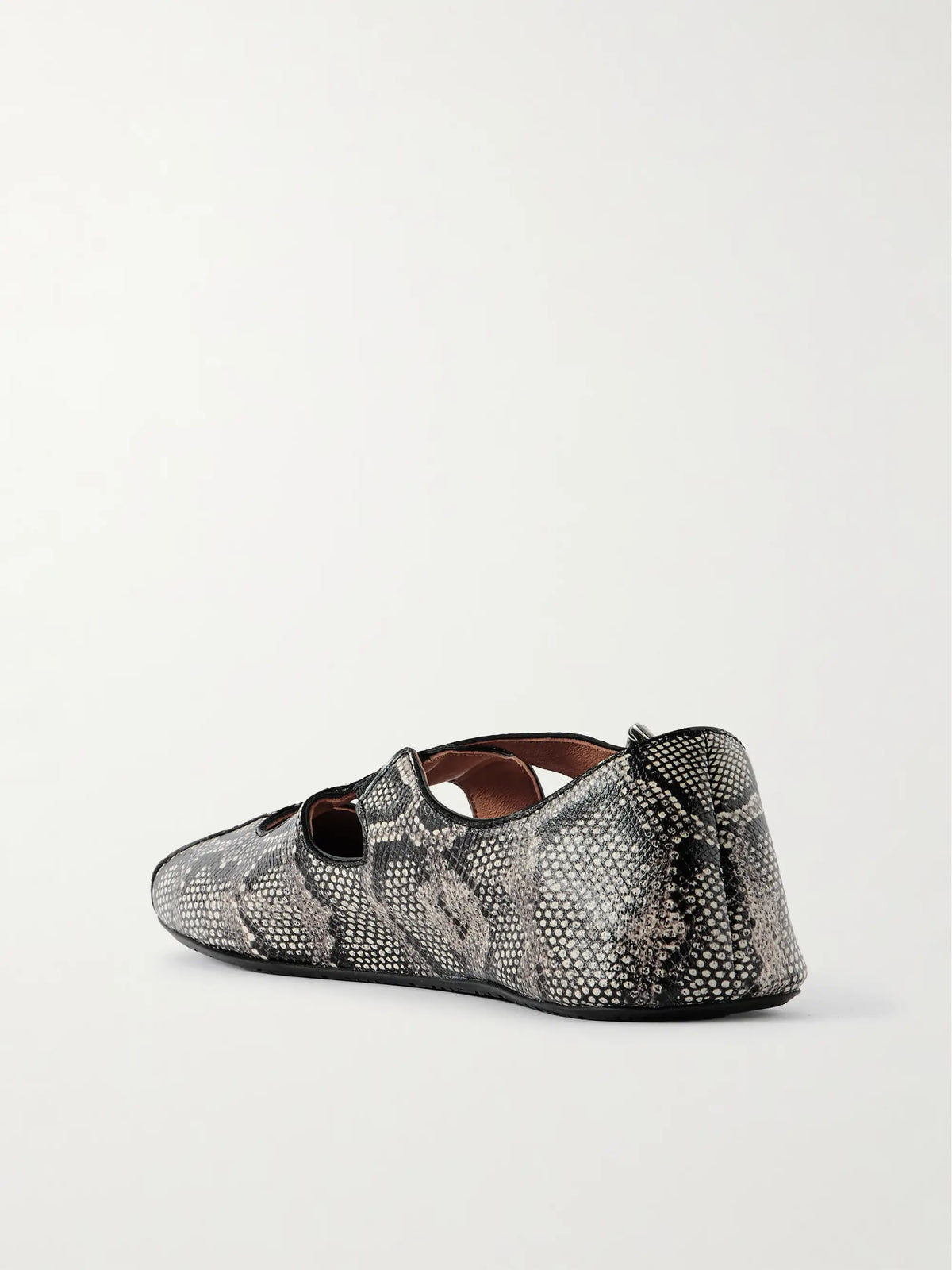 Criss Cross Leather-trimmed Snakeskin Ballet Flats