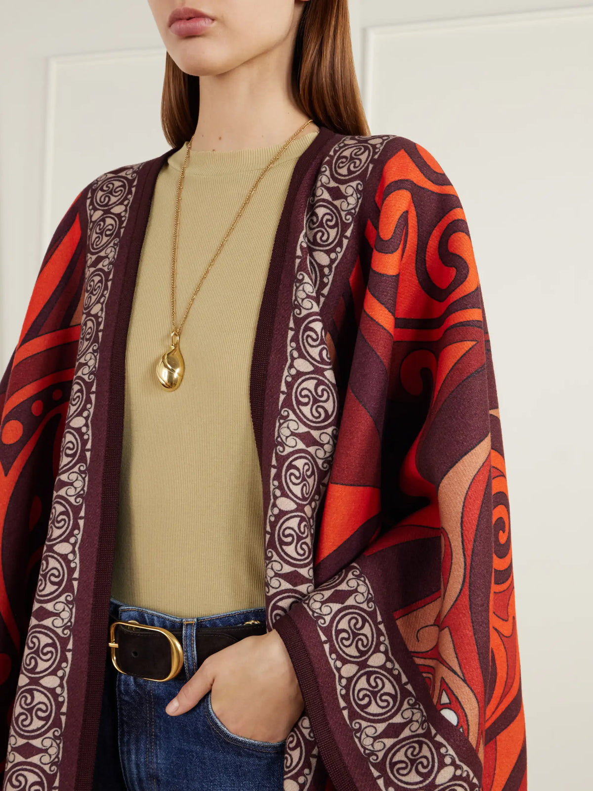 La DoubleJ Soul Printed Virgin Wool-flannel Cape