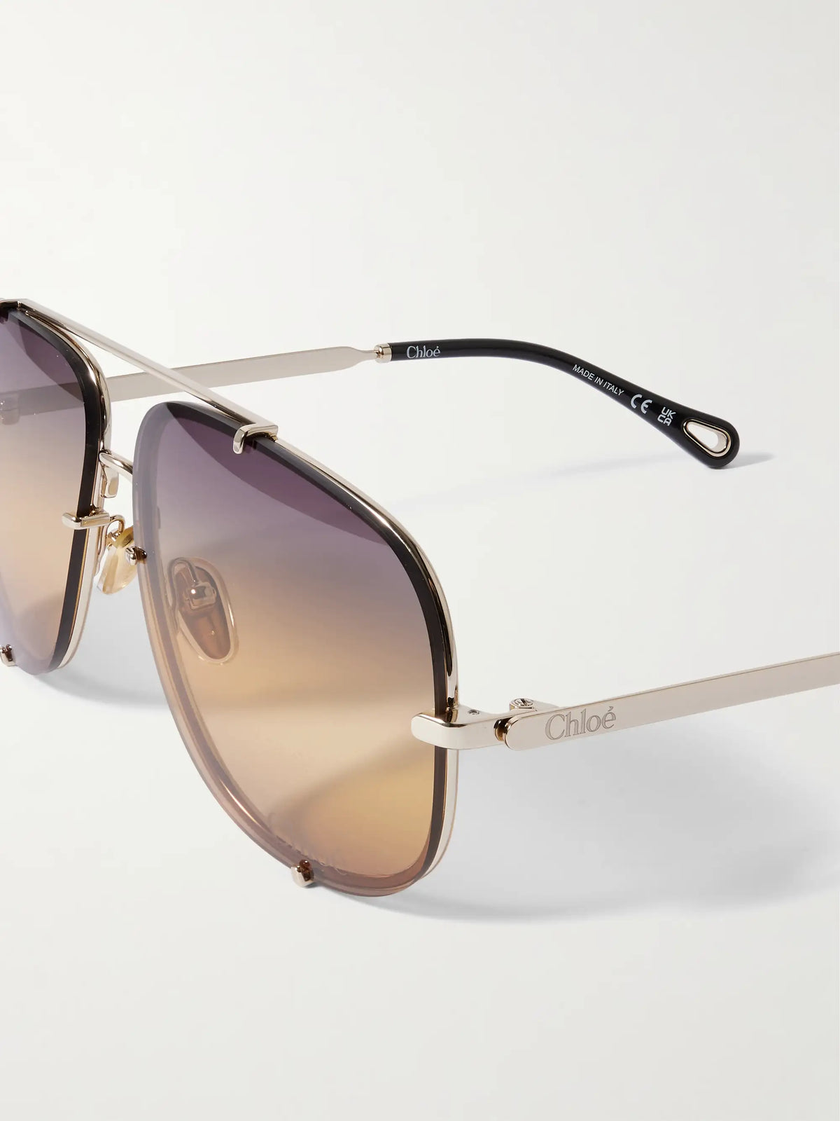 Ivy Aviator-style Gold-tone Sunglasses