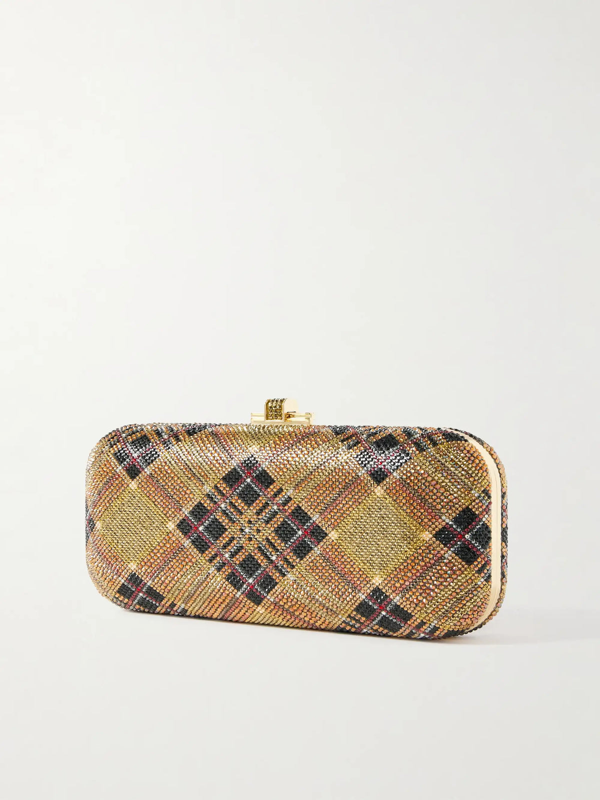 Long Slide Crystal-embellished Gold-tone Clutch
