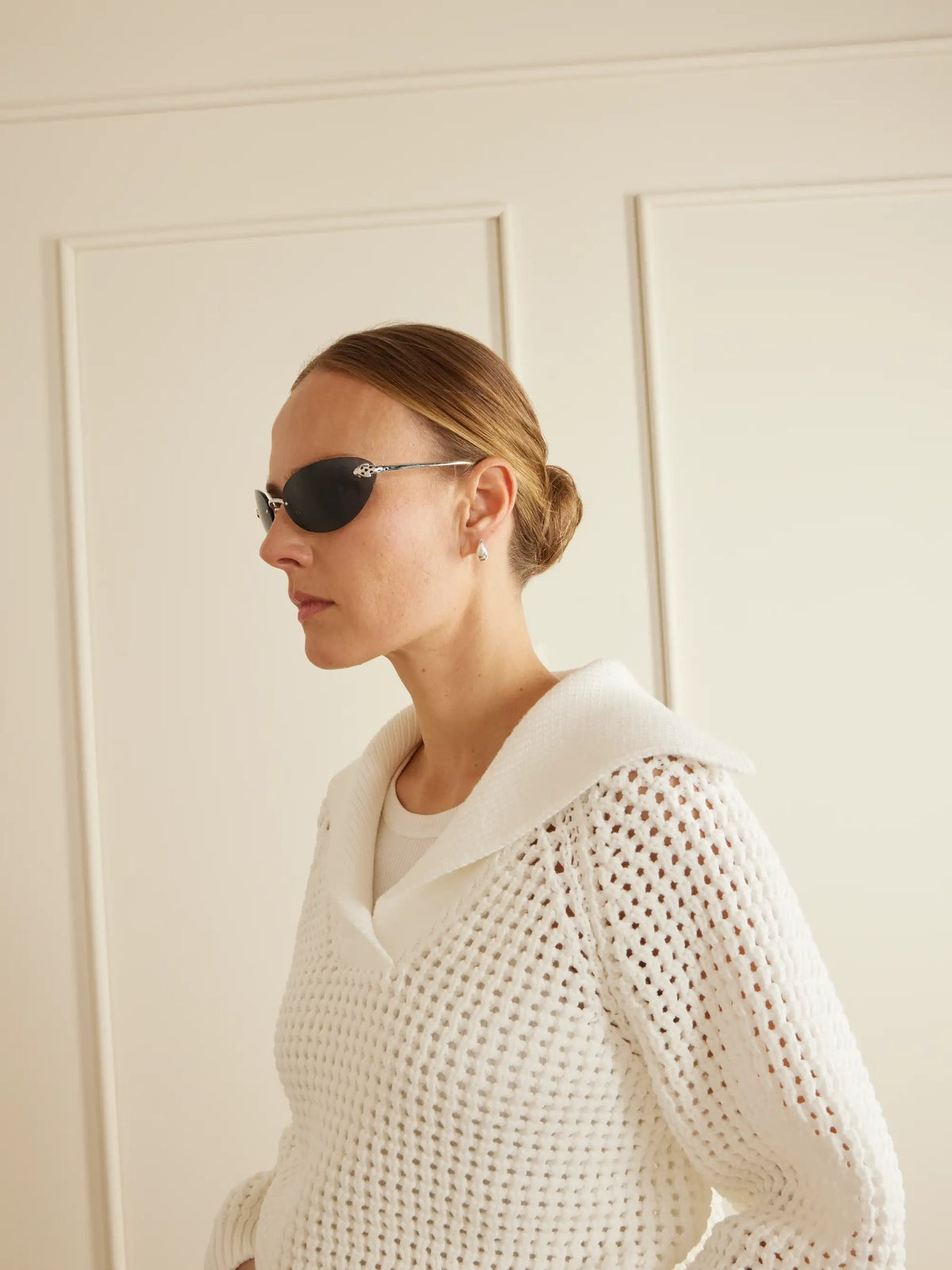Eyewear Panthère De Cartier Rimless Cat-eye Silver-tone Sunglasses
