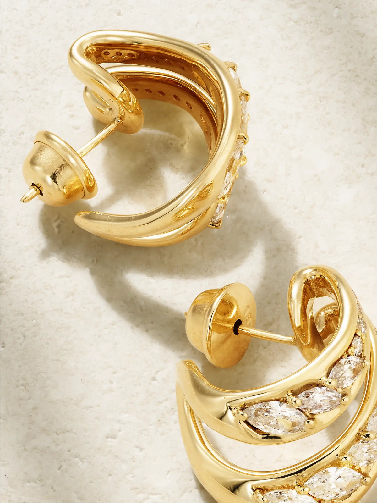 Stream Double 18-karat Gold Diamond Hoop Earrings