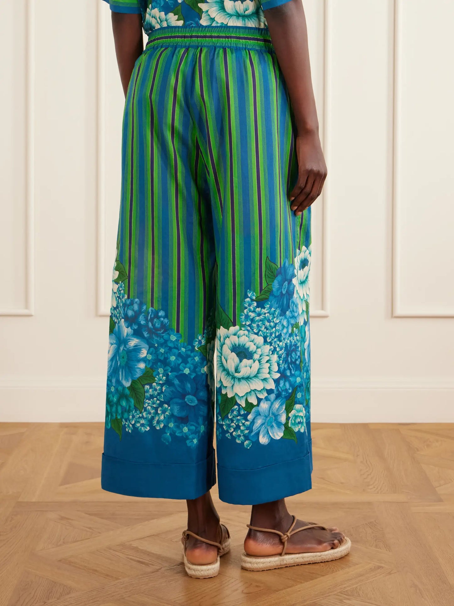 Margo Printed Organic Cotton-voile Wide-leg Pants