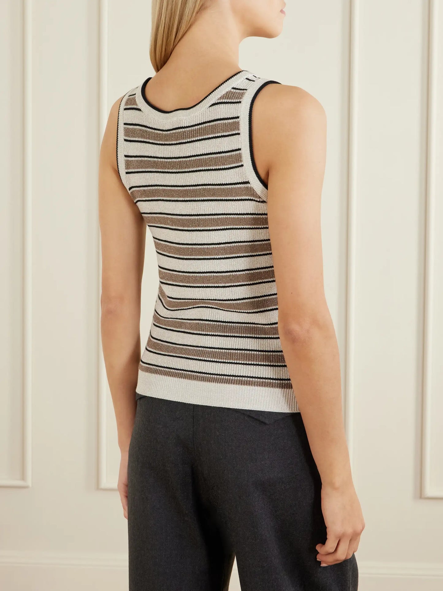 Striped Cotton-blend Top