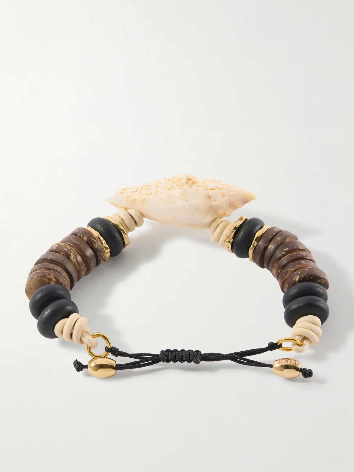 Samsara Gold-plated, Leather And Seashell Beaded Bracelet