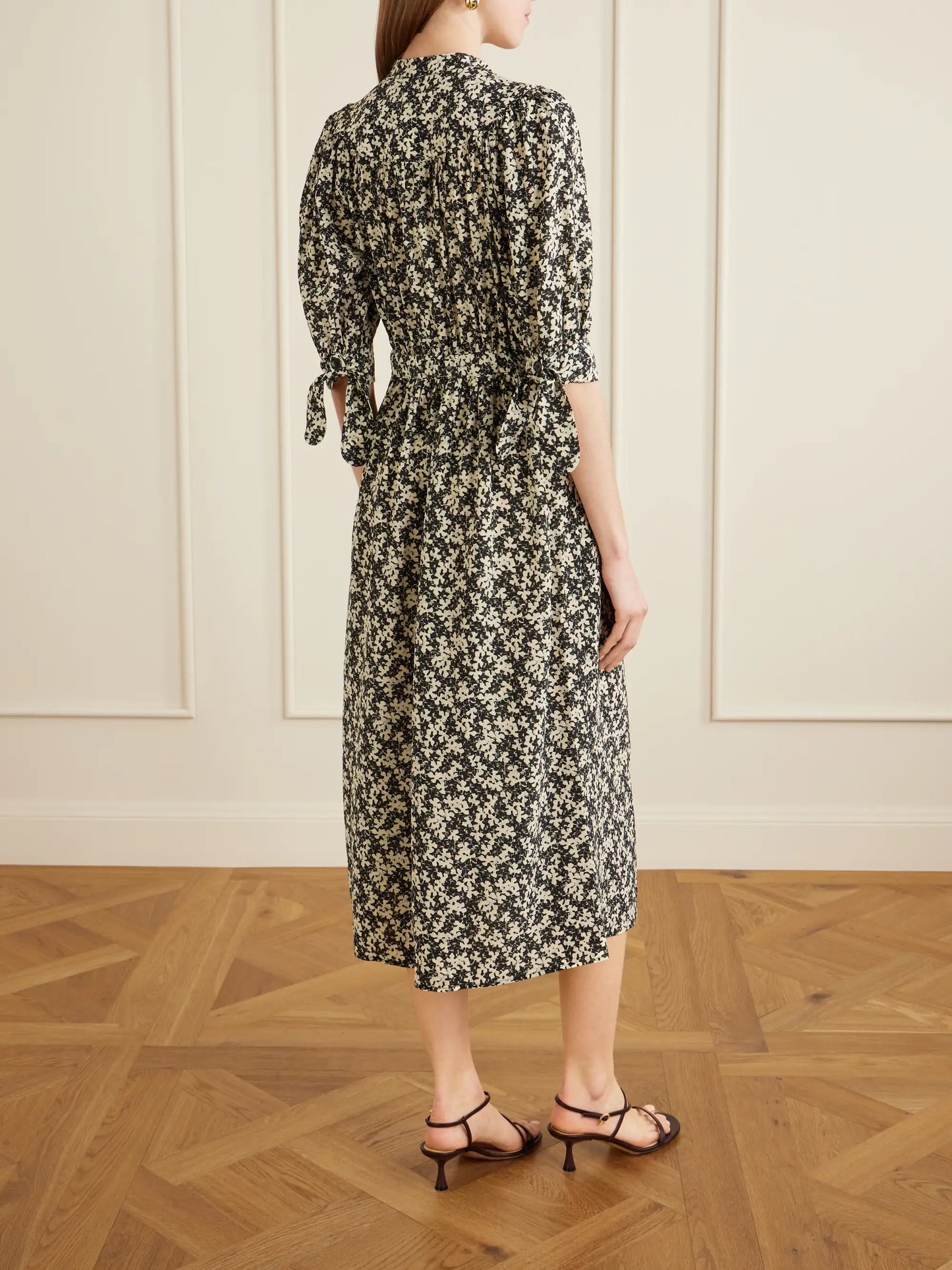 Lala Patterned Silk-crepe Midi Dress