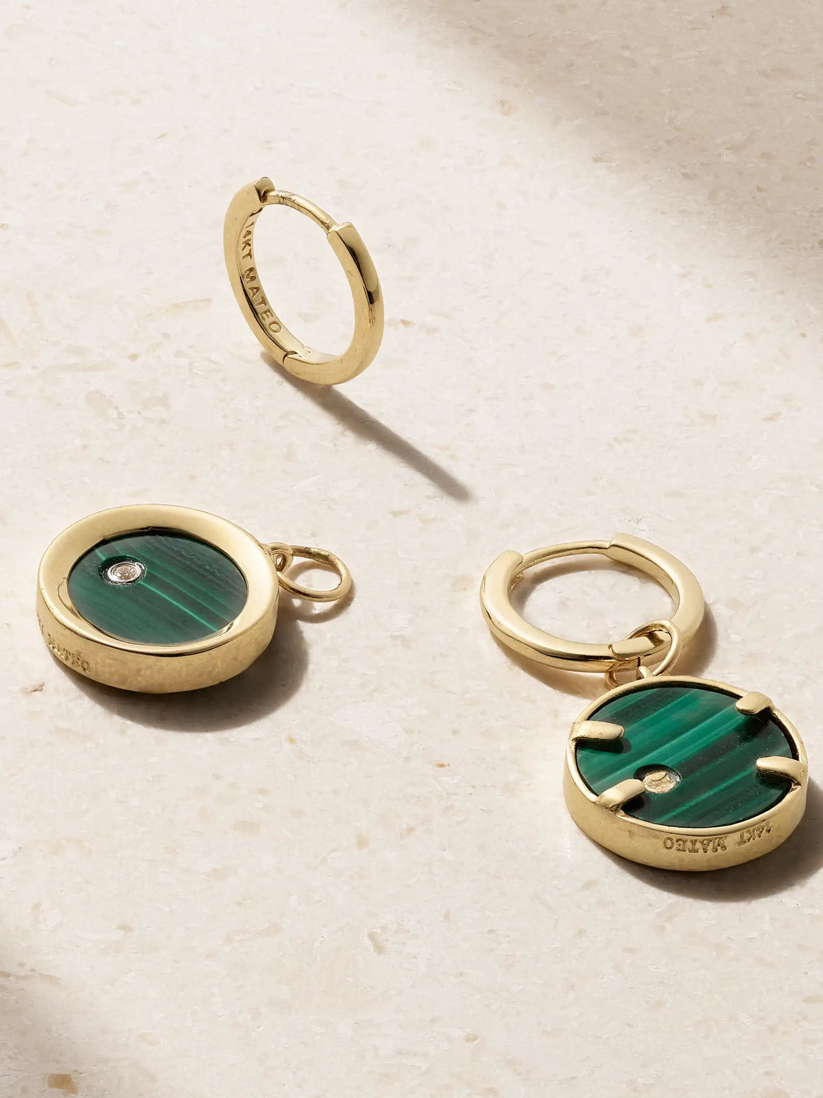 Convertible 14-karat Gold, Malachite And Diamond Earrings