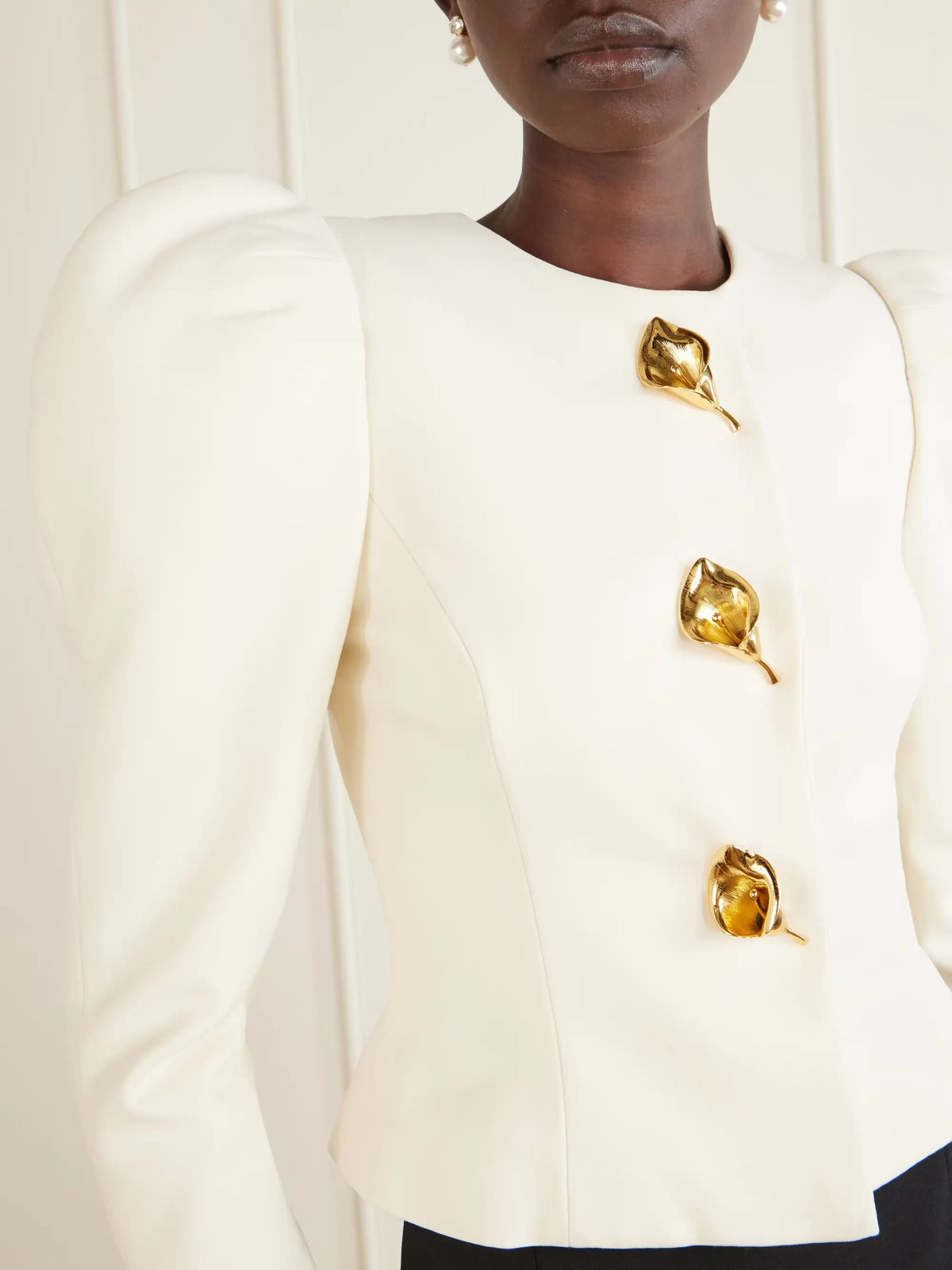 Carolina Herrera Embellished Darted Stretch-wool Crepe Jacket