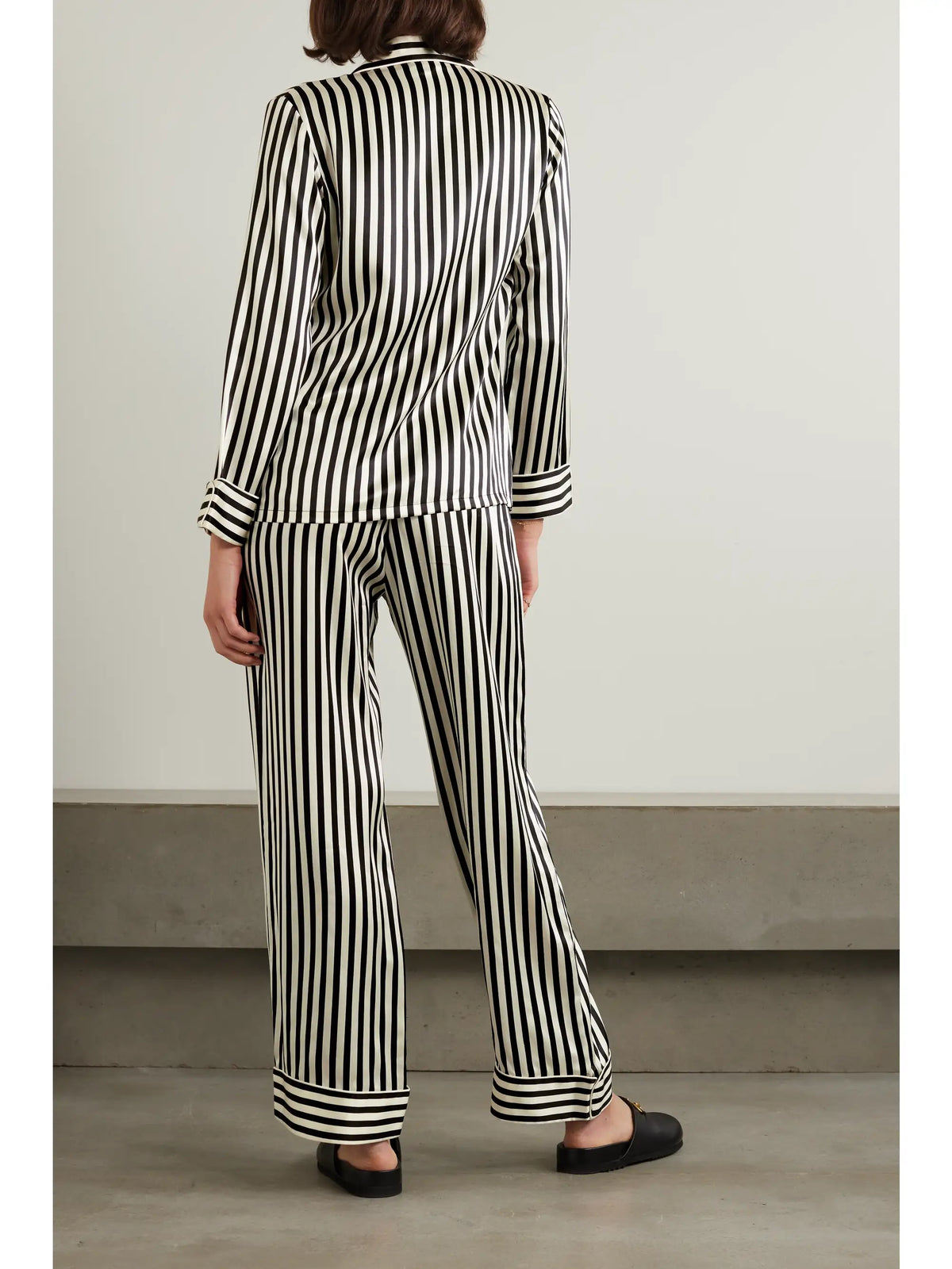 Lila Striped Silk-satin Pajama Set