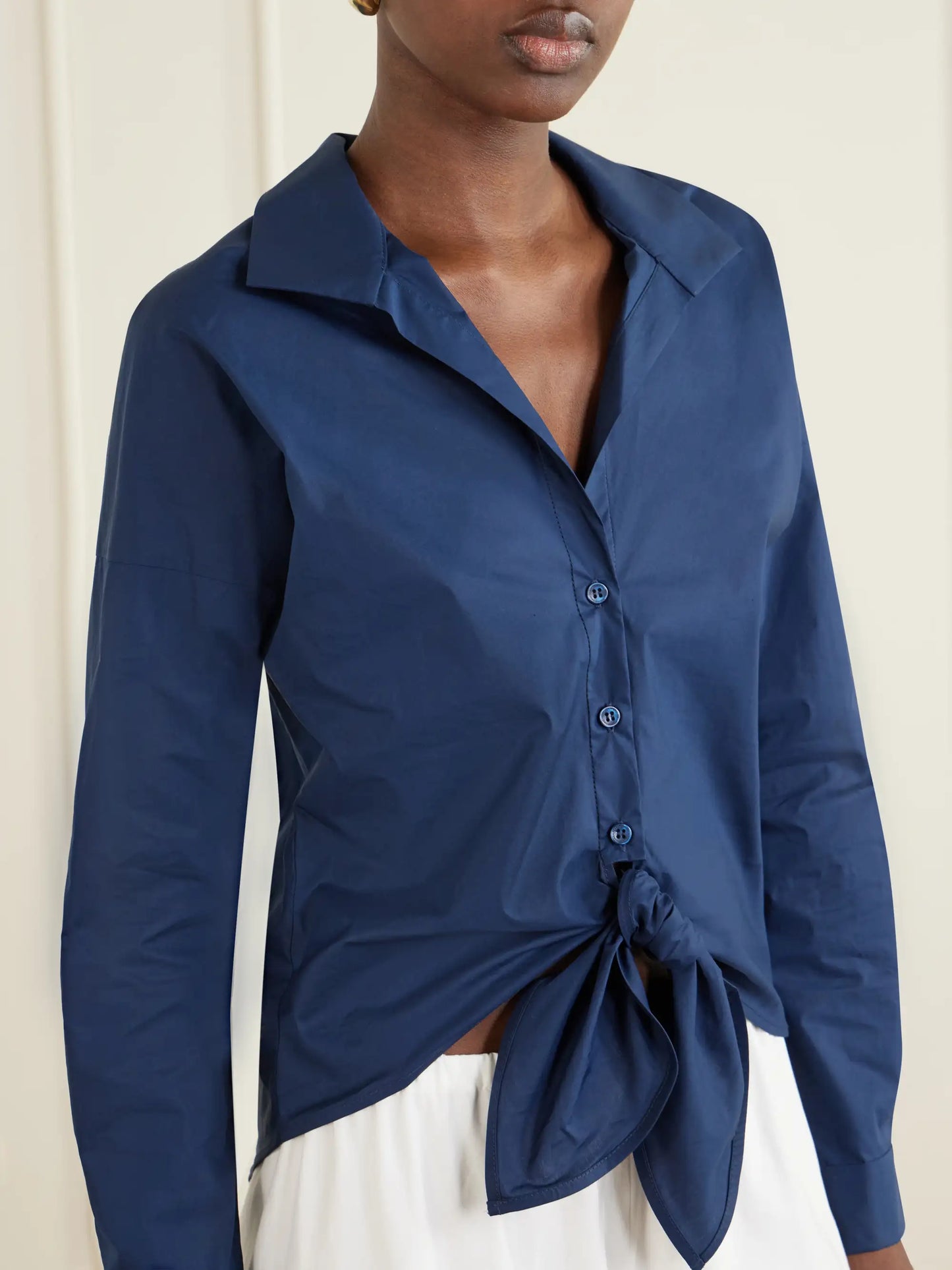 Dalila Knotted Cotton-poplin Blouse