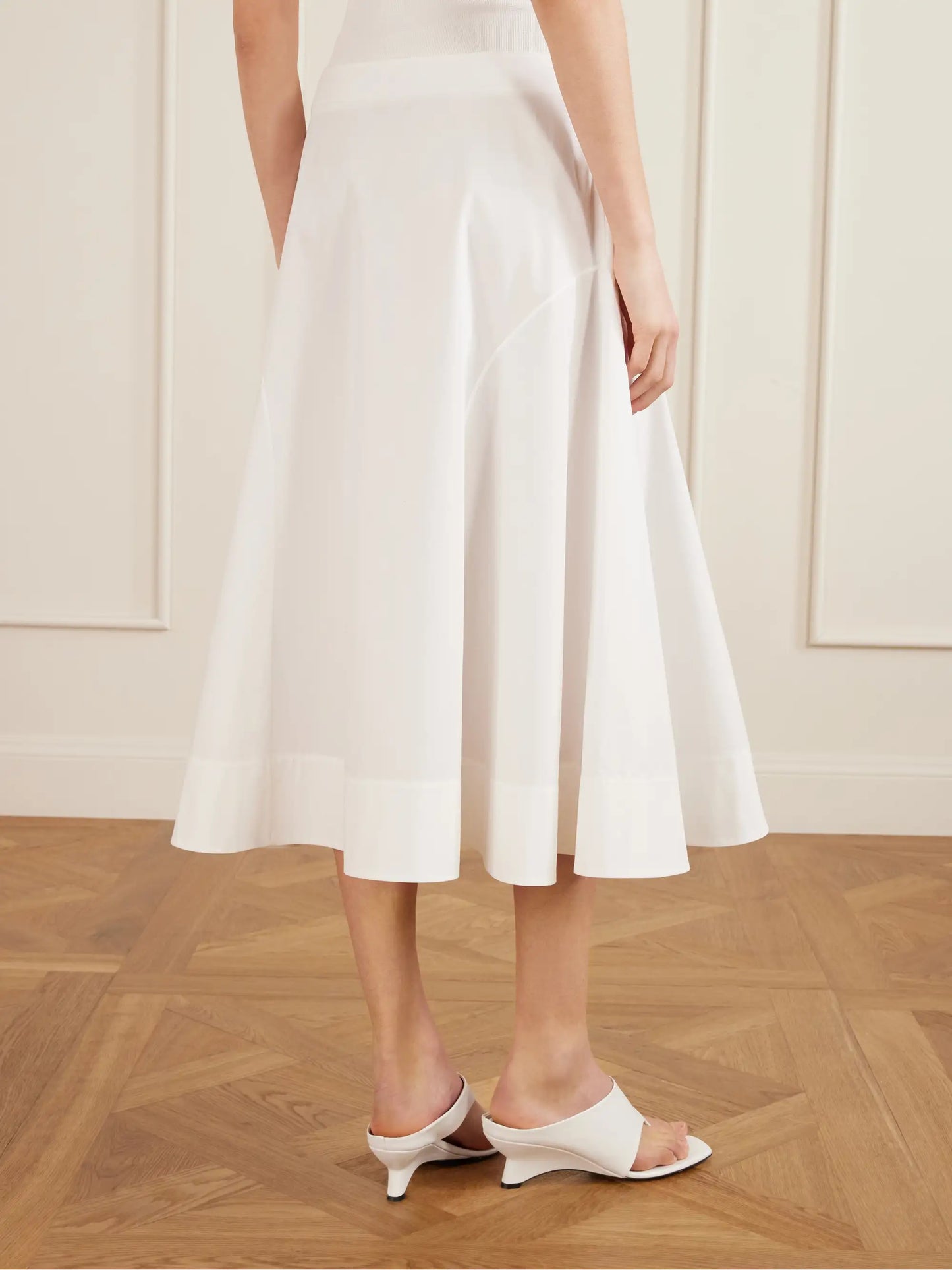 Artin Paneled Cotton-poplin Midi Skirt