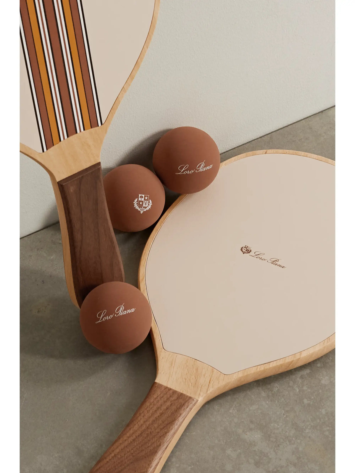 The Suitcase Stripe Wood And Leather Paddleball Set