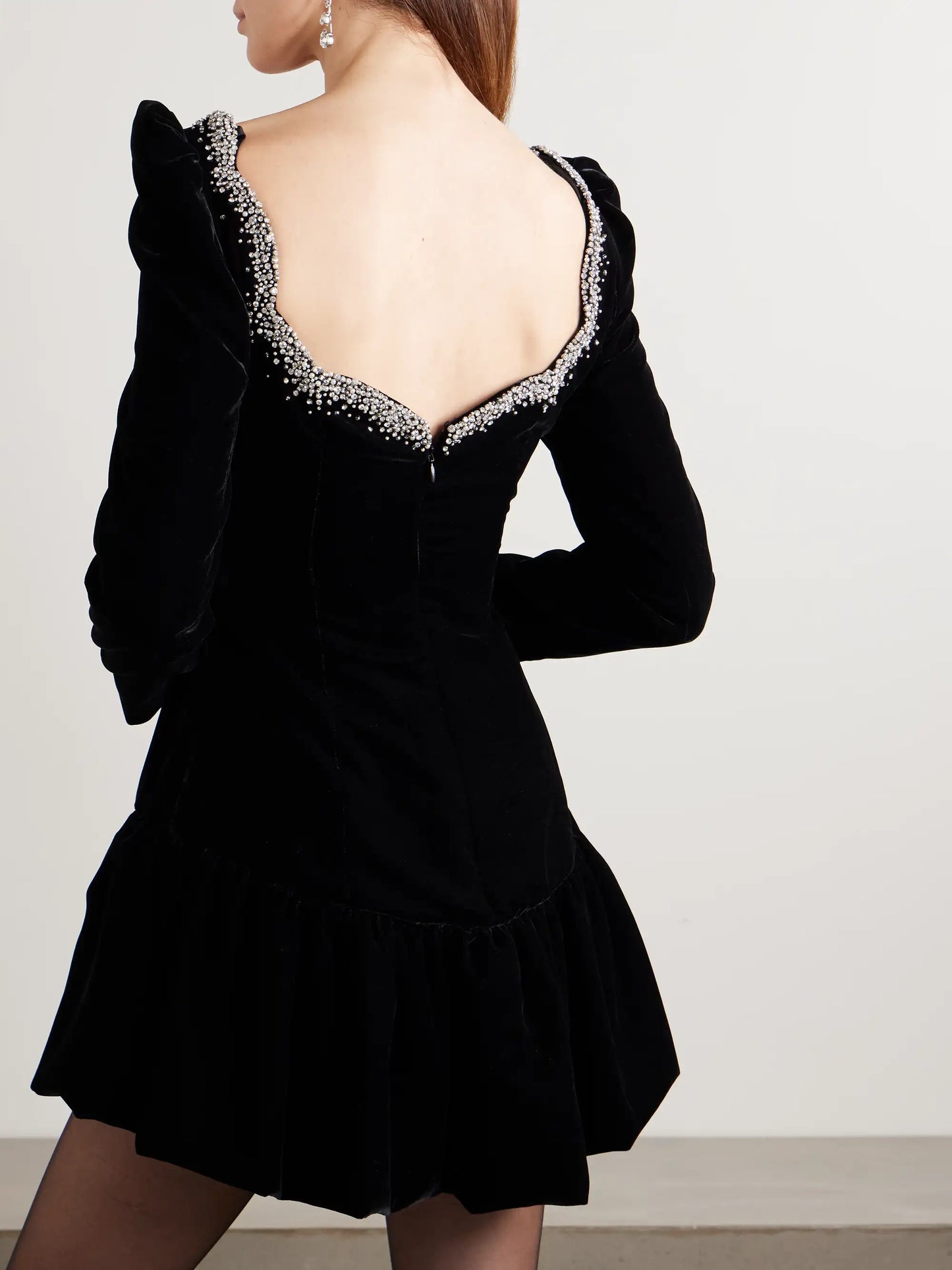 Edie Embellished Scalloped Velvet Mini Dress