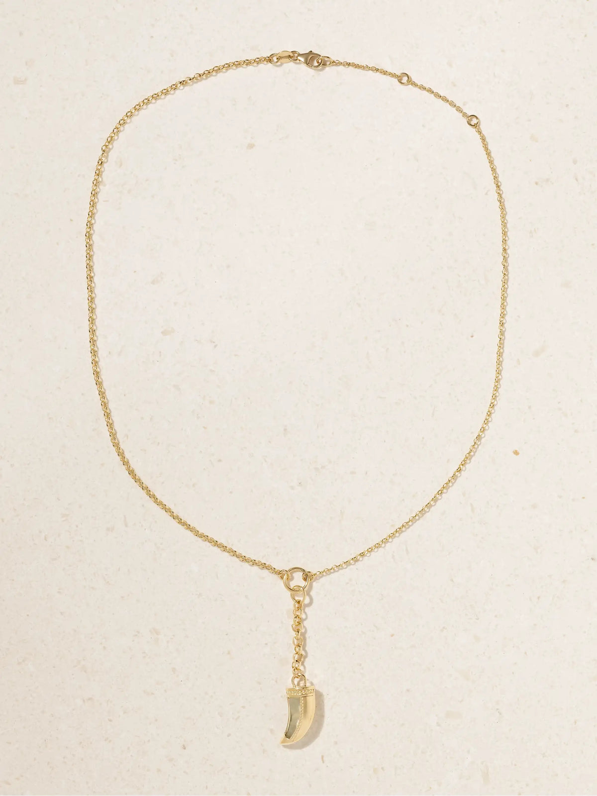 Claw + Small Mixed Belcher 18-karat Gold Prasiolite Necklace