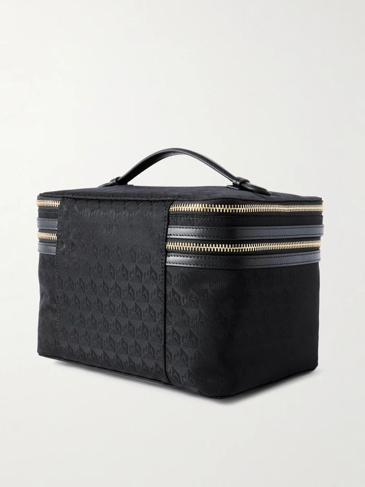 Vanity Kit Leather-trimmed Jacquard Cosmetics Case