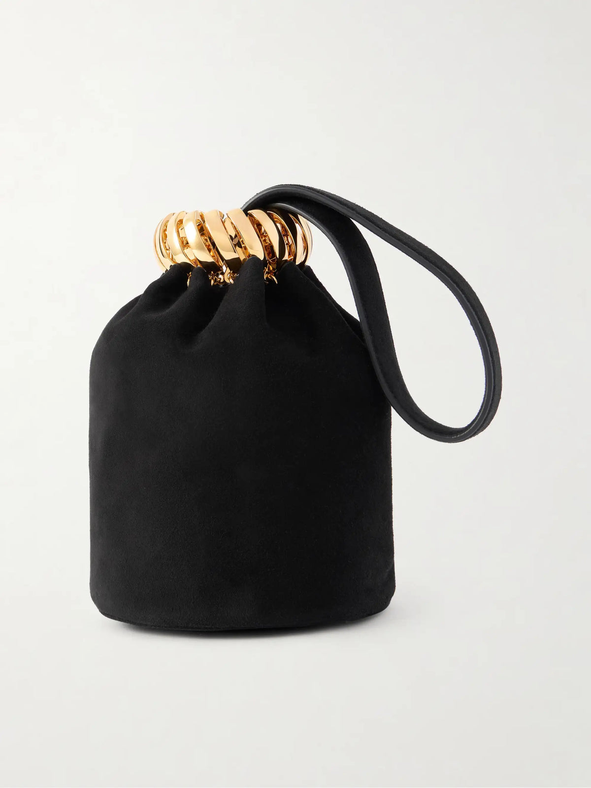 Leather And Gold-tone Trimmed Suede Bucket Bag
