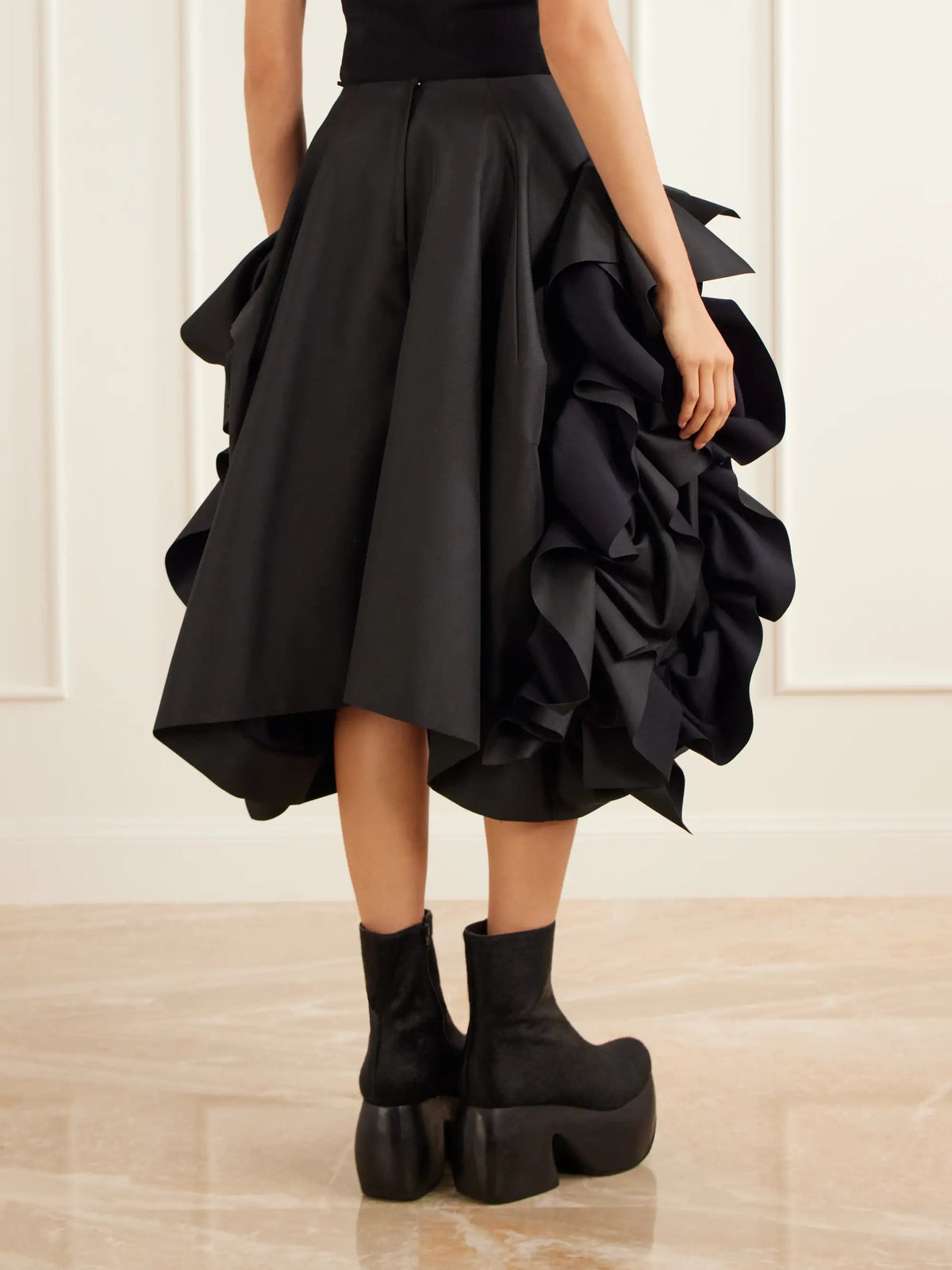 Comme des Garçons Ruffled Drill Midi Skirt