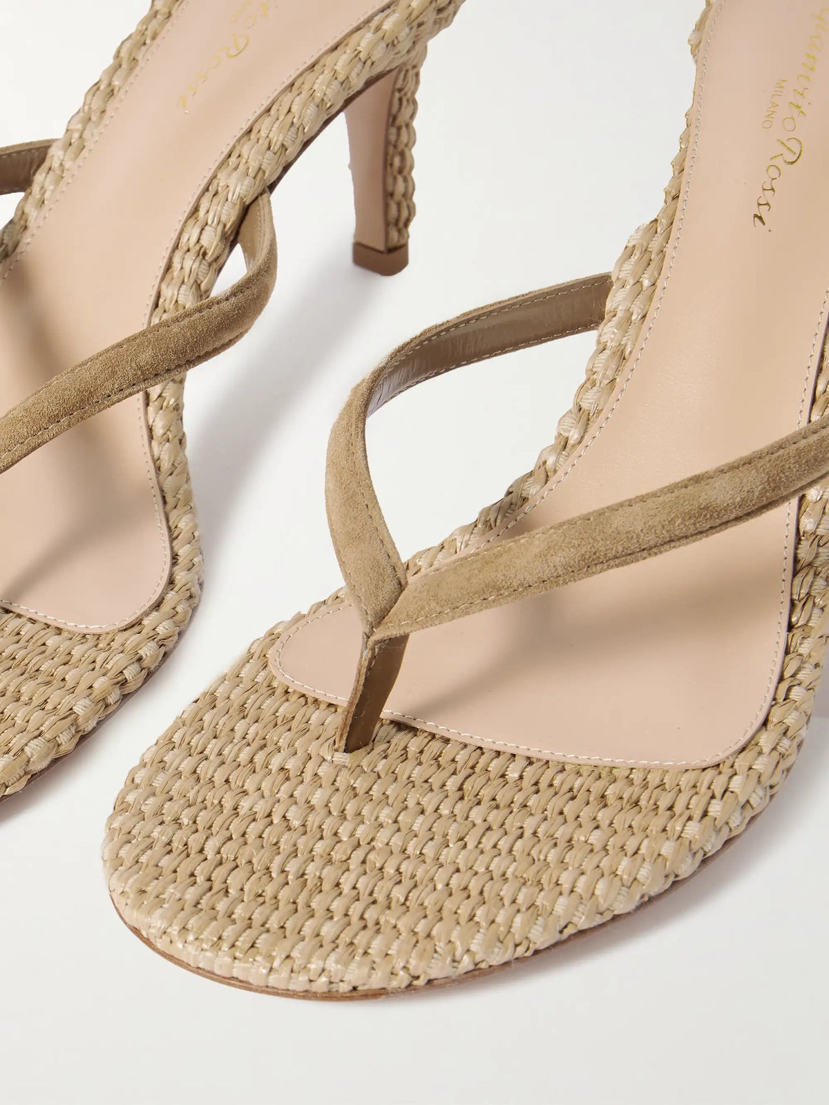 Calypso 70 Suede-trimmed Raffia Sandals