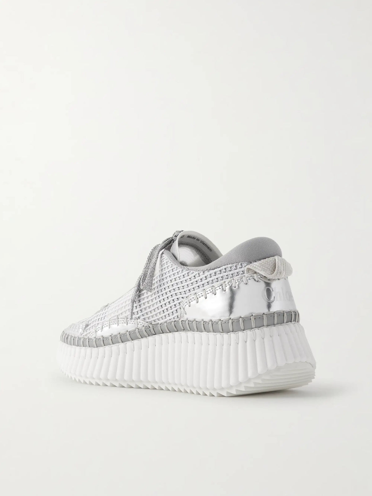 Nama Metallic Leather-trimmed Mesh Sneakers