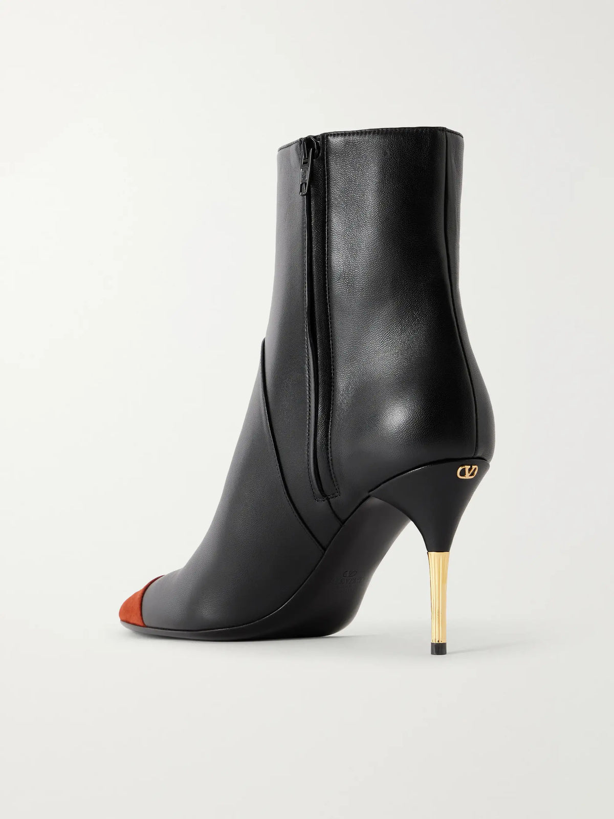 Valentino Garavani Sinead Bootie 85 Suede-trimmed Leather Ankle Boots