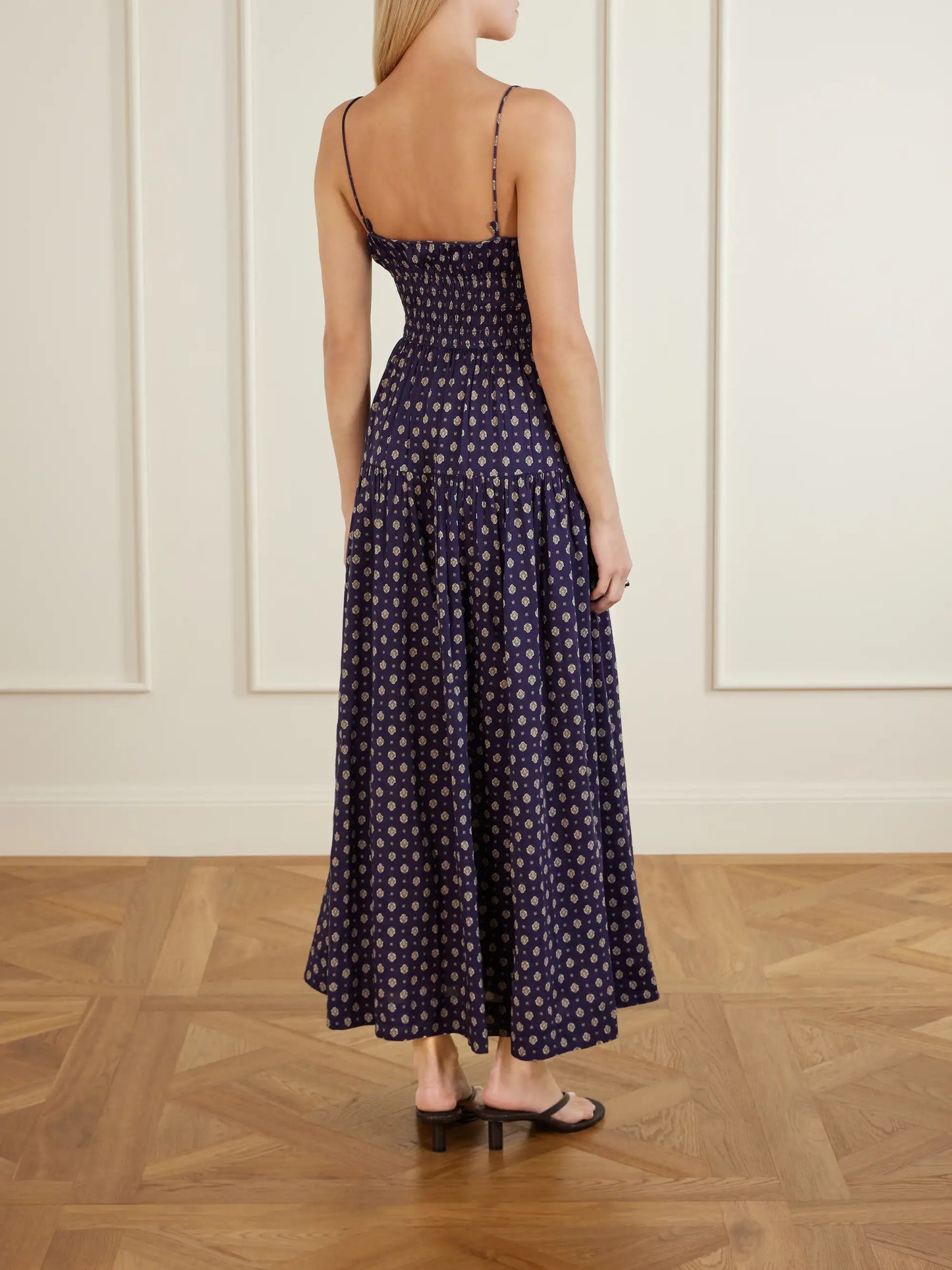Safia Smocked Printed Cotton And Silk-blend Voile Maxi Dress