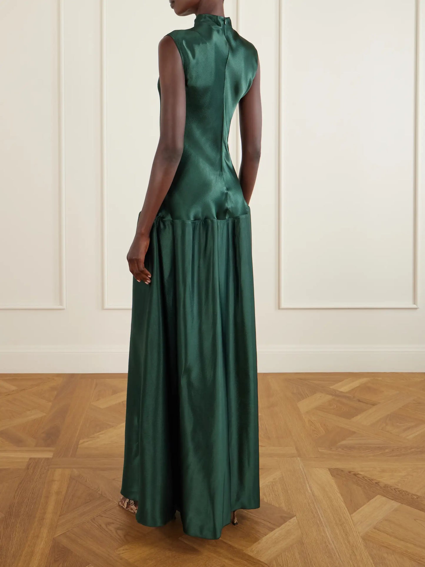 Nyx Sleeveless Pleated Crepe Maxi Dress