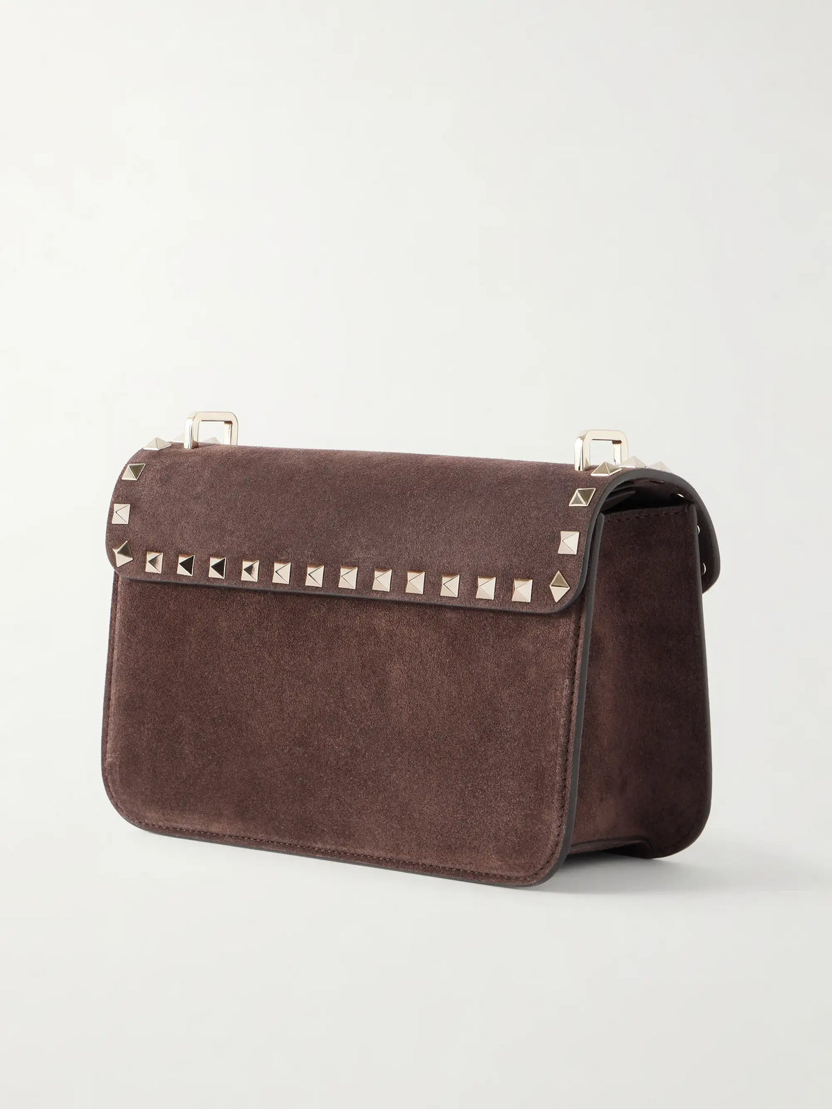 Rockstud Embellished Suede Shoulder Bag