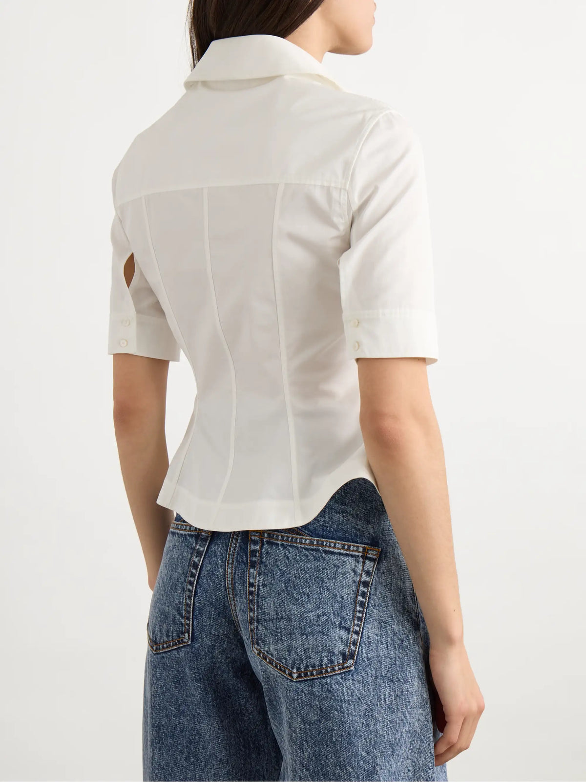 Alaïa Paneled Cotton-poplin Peplum Shirt