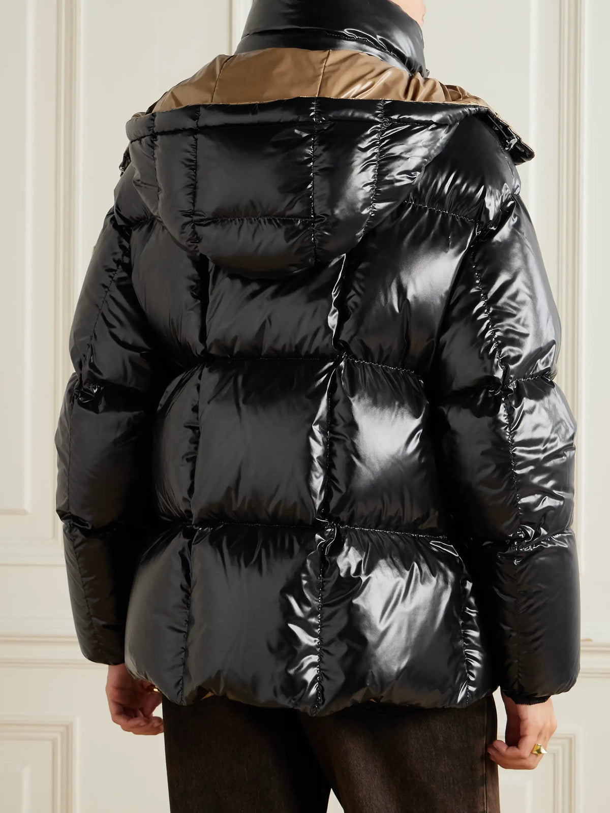 Hooded Quilted Glossed-shell Down Jacket