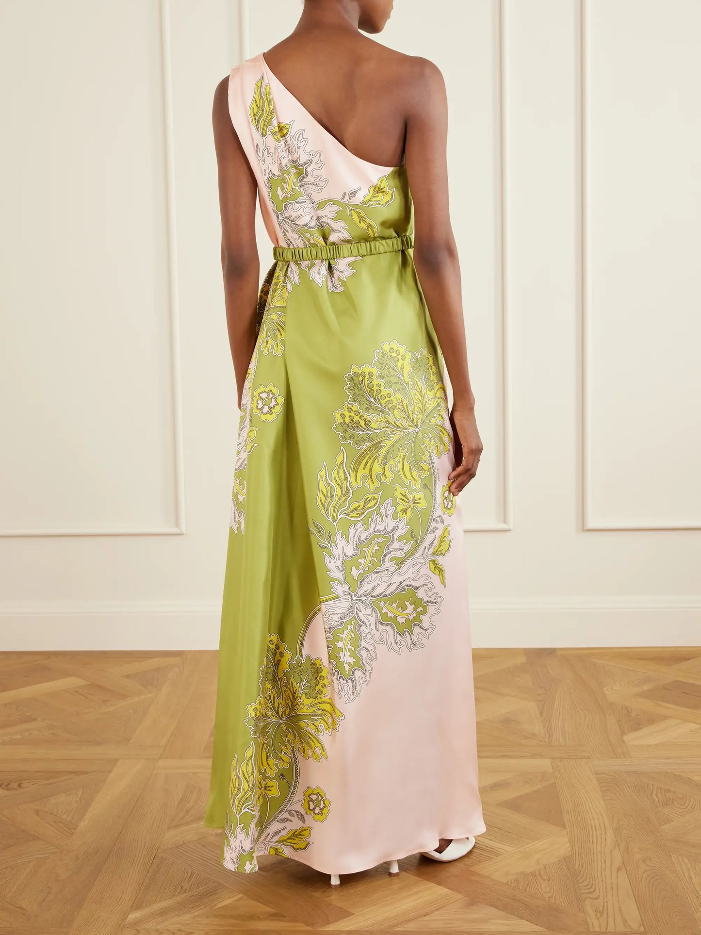 Roy One-shoulder Belted Floral-print Silk-twill Maxi Dress