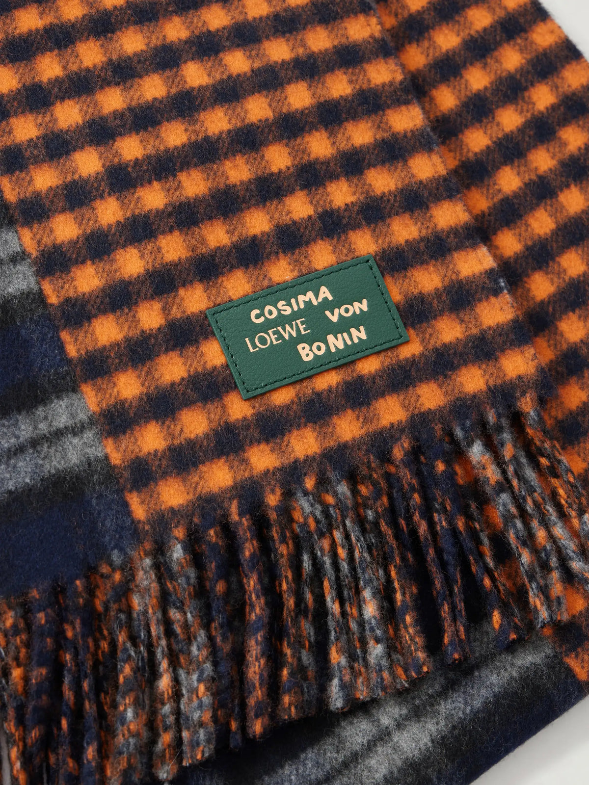 LOEWE Fringed Checked Wool And Cashmere-blend Scarf