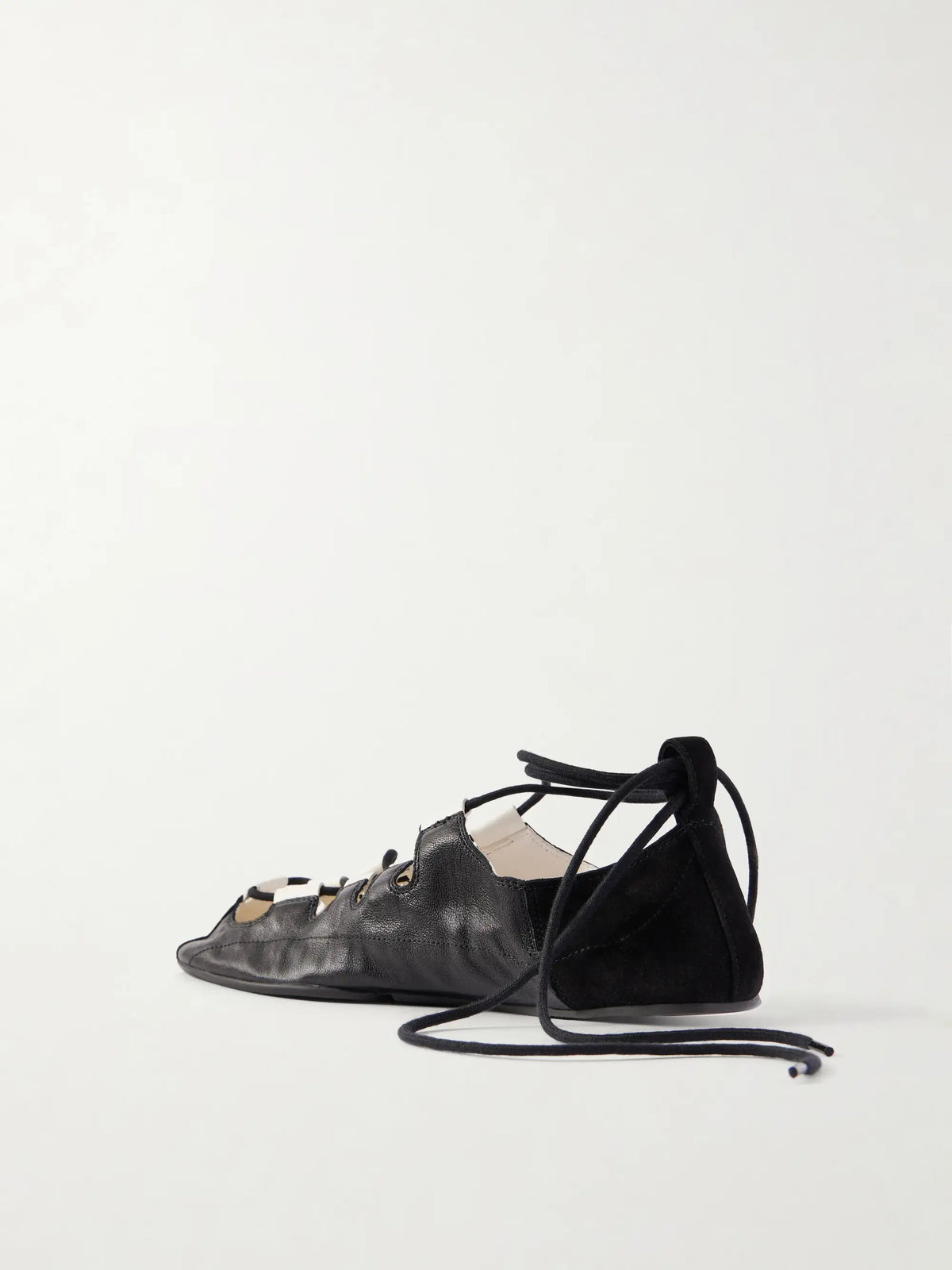 Suede-trimmed Leather Ballet Flats