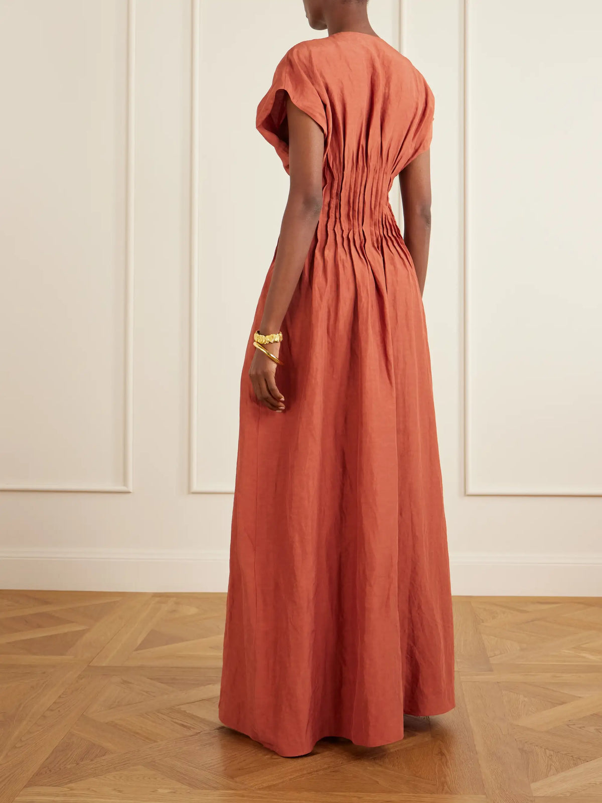 Elena Gathered Woven Maxi Dress