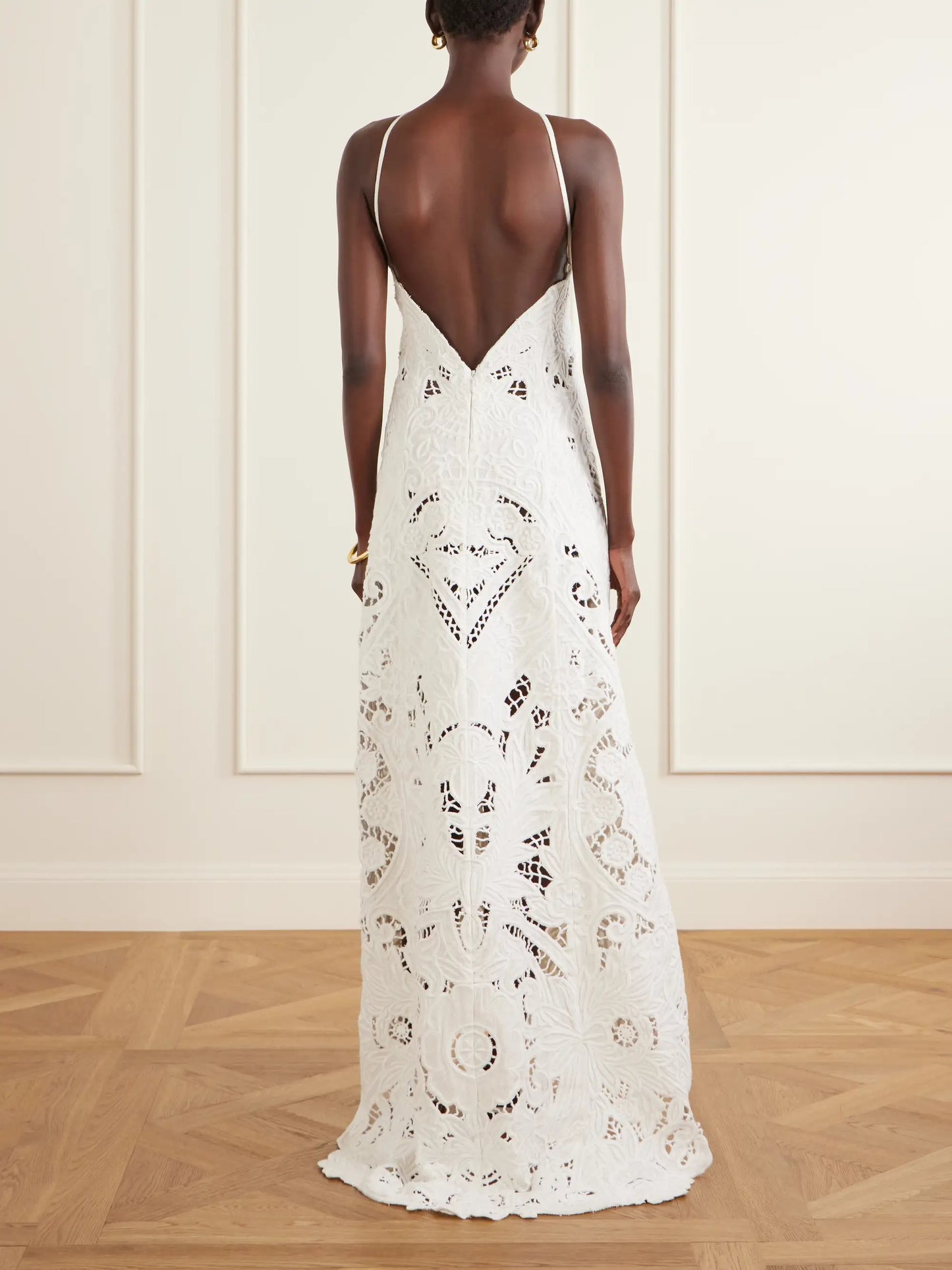 Emmy Embroidered Cut-out Linen Maxi Dress