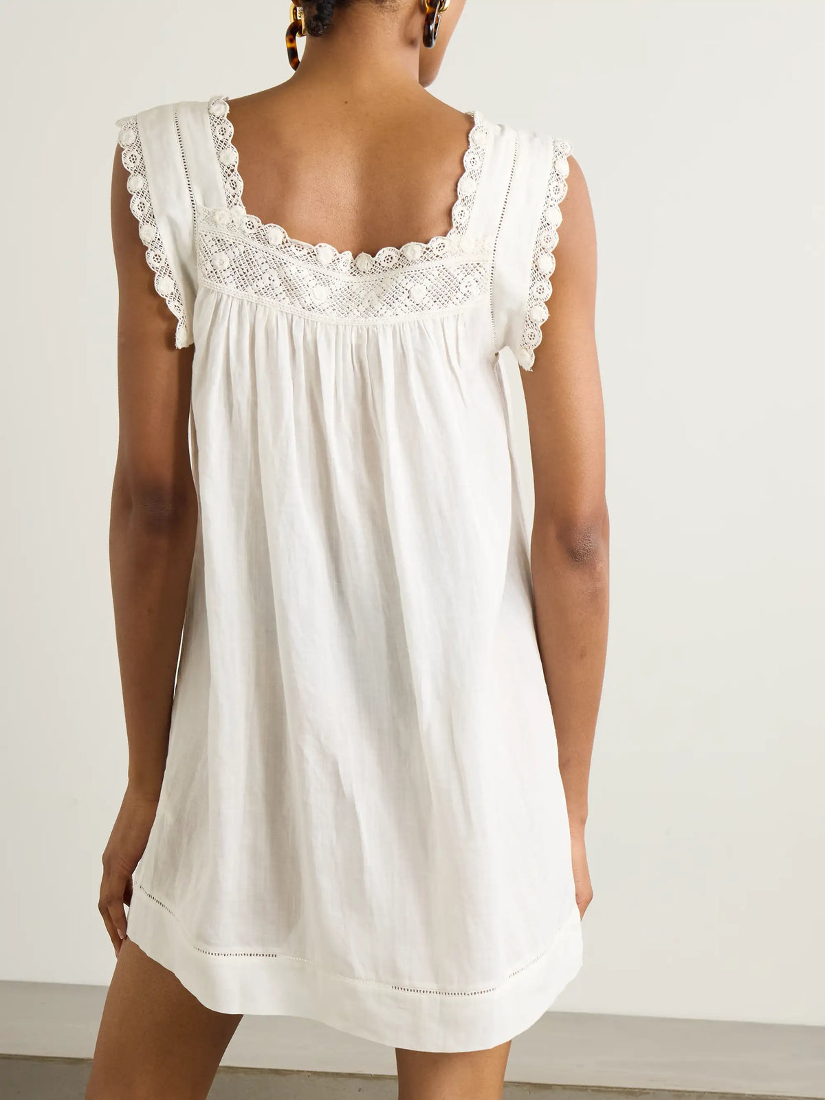 Almadia Crochet-trimmed Ramie Mini Dress