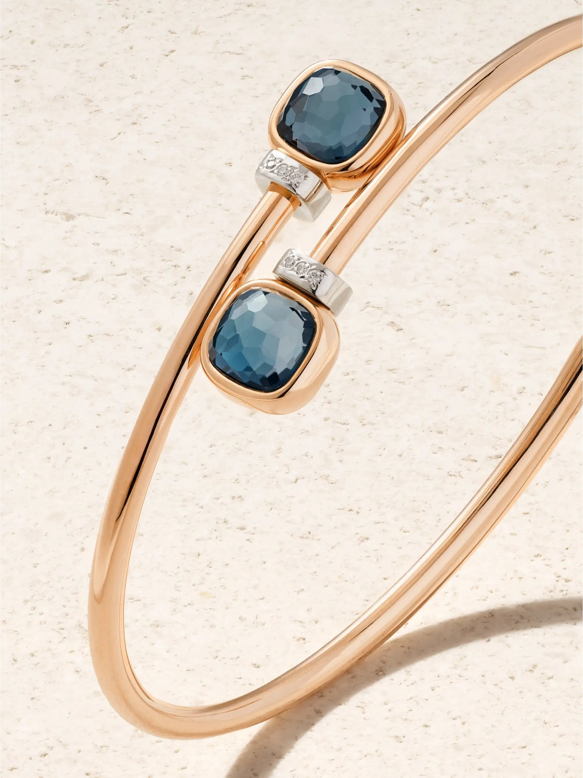 Mini Nudo 18-karat Rose And White Gold, Topaz And Diamond Bangle