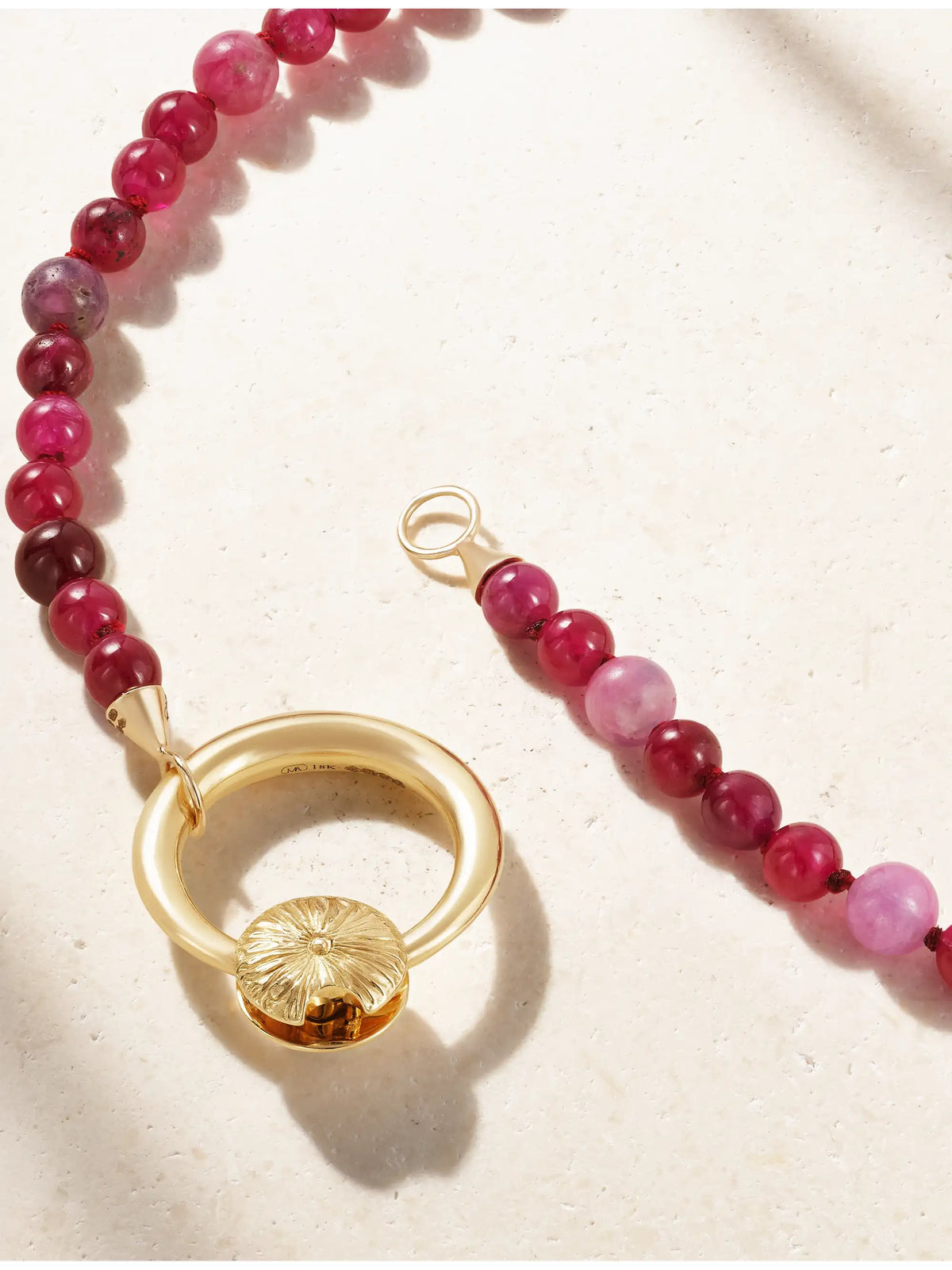 Flower Musgrave Lock 14-karat Gold, Ruby And Spinel Necklace