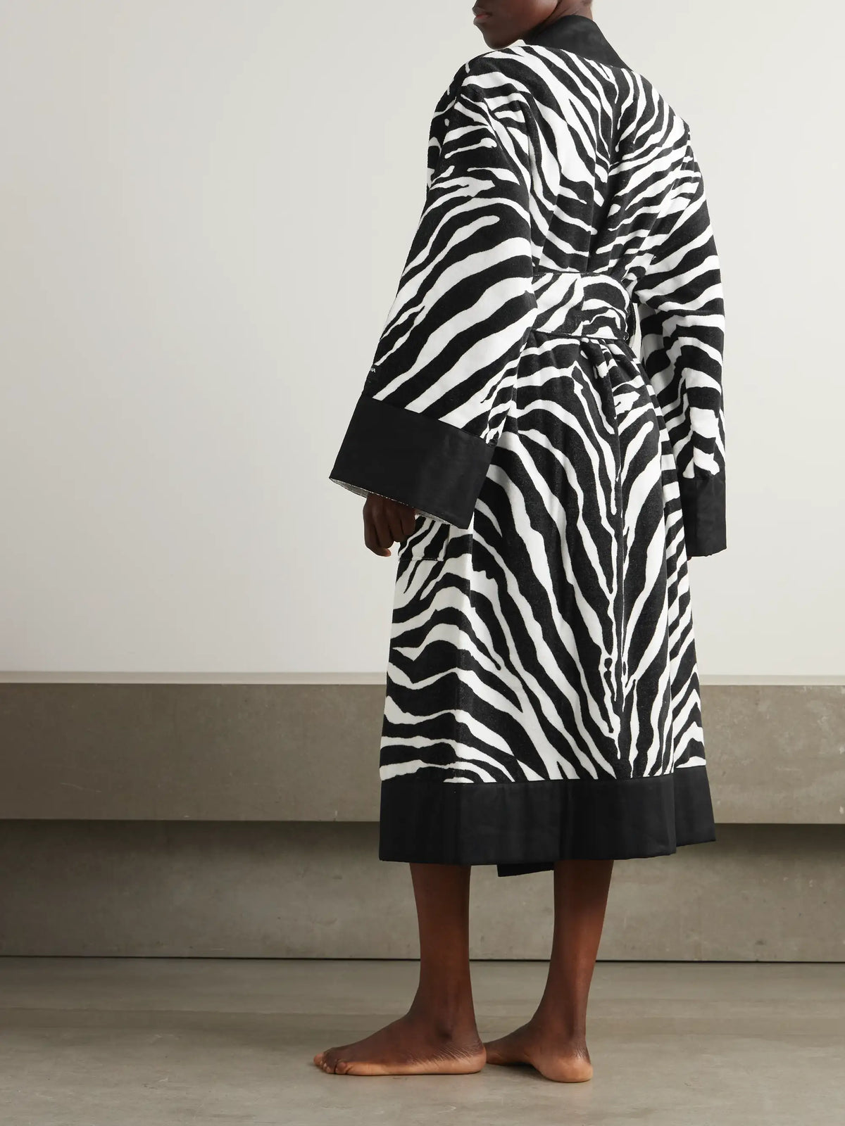 Dolce & Gabbana Belted Zebra-print Cotton-terry Robe
