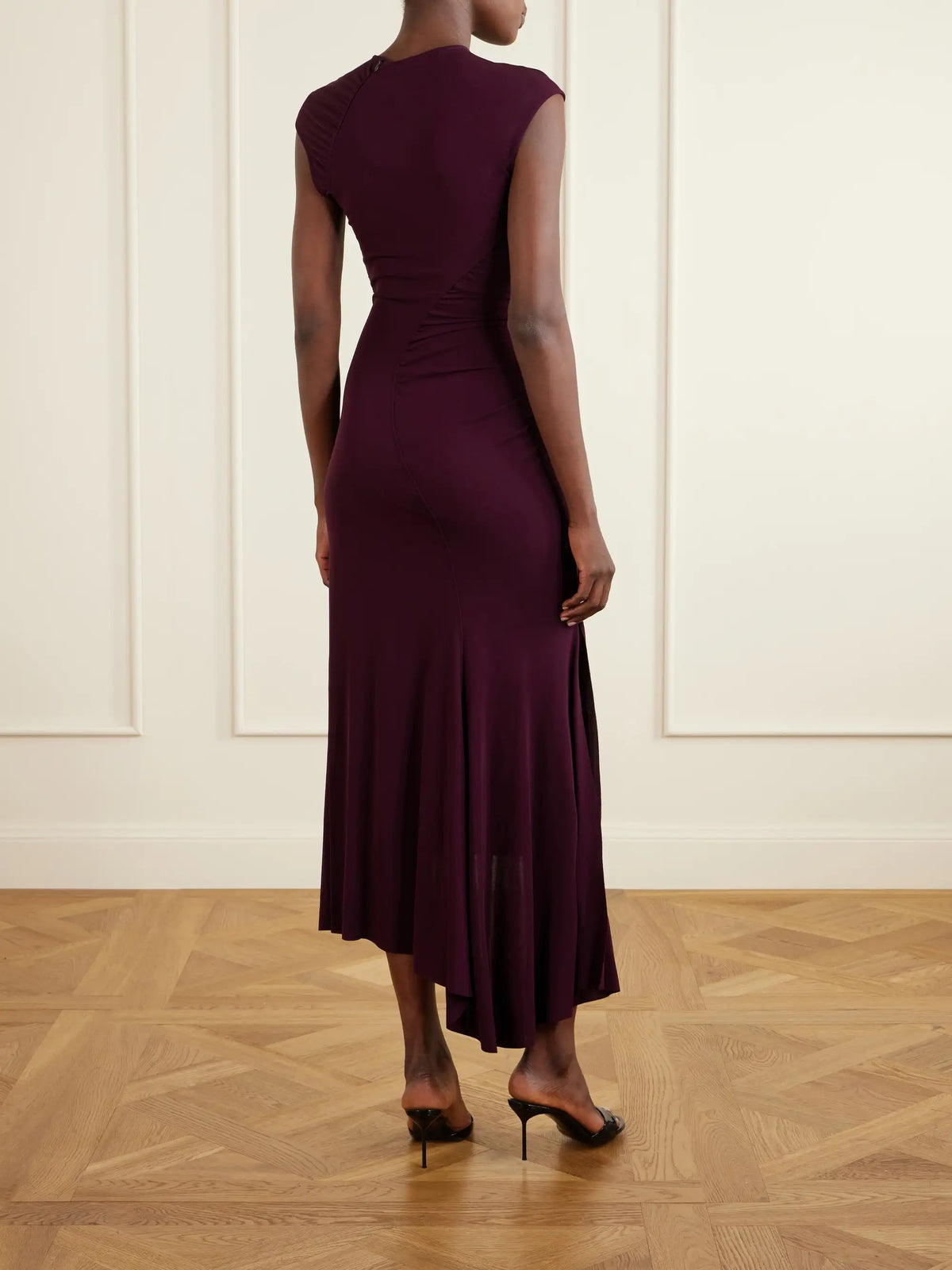 Gathered Jersey Midi Dress
