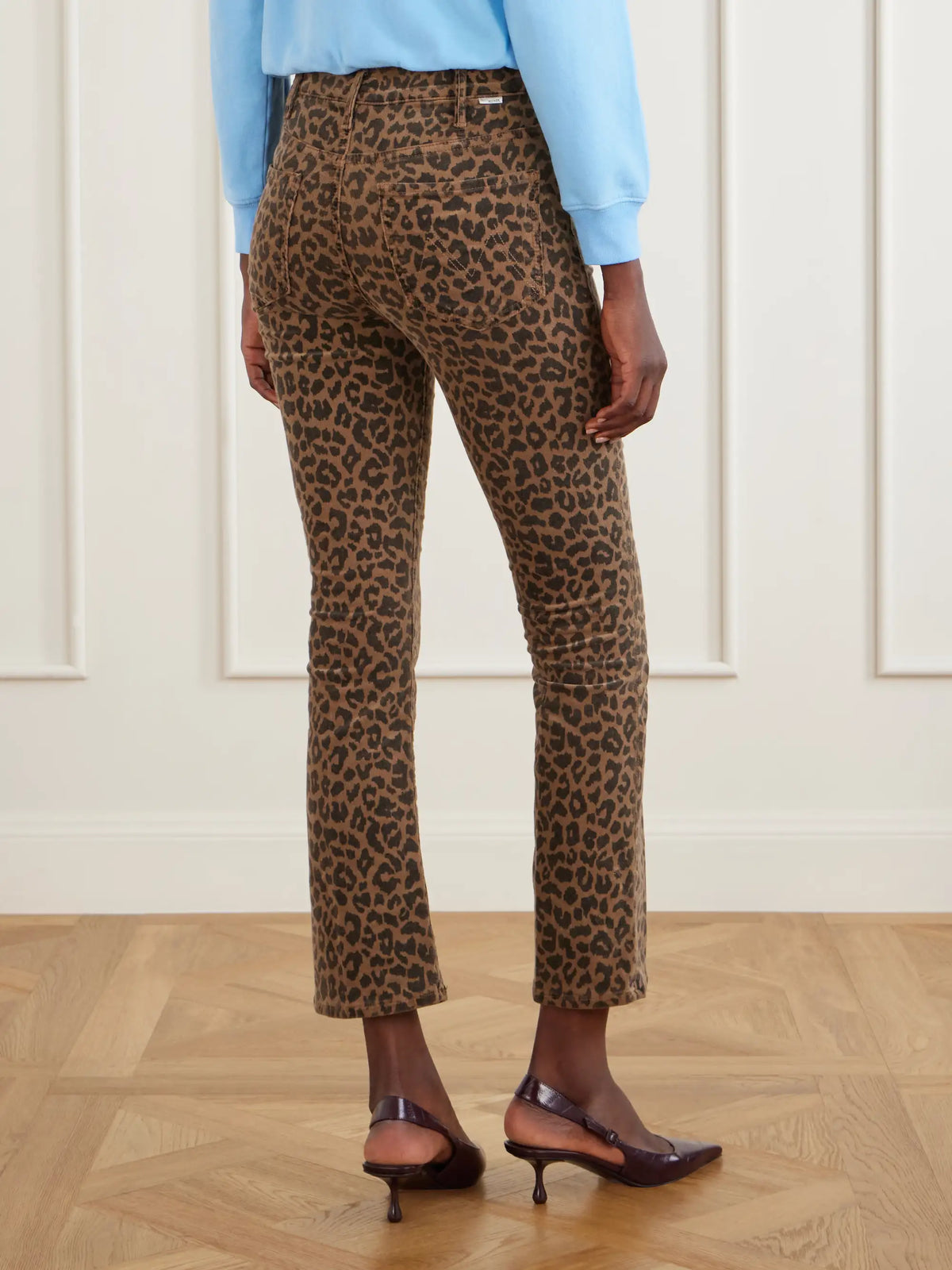 Mother The Hustler Flood Leopard-print Cotton-blend Corduroy High-rise Flared Pants