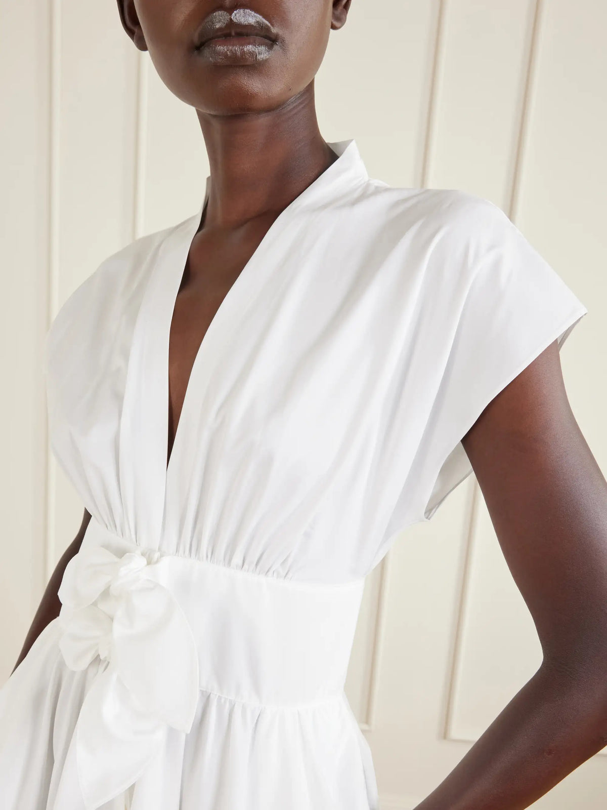 Knot-detailed Belted Cotton-poplin Midi Dress