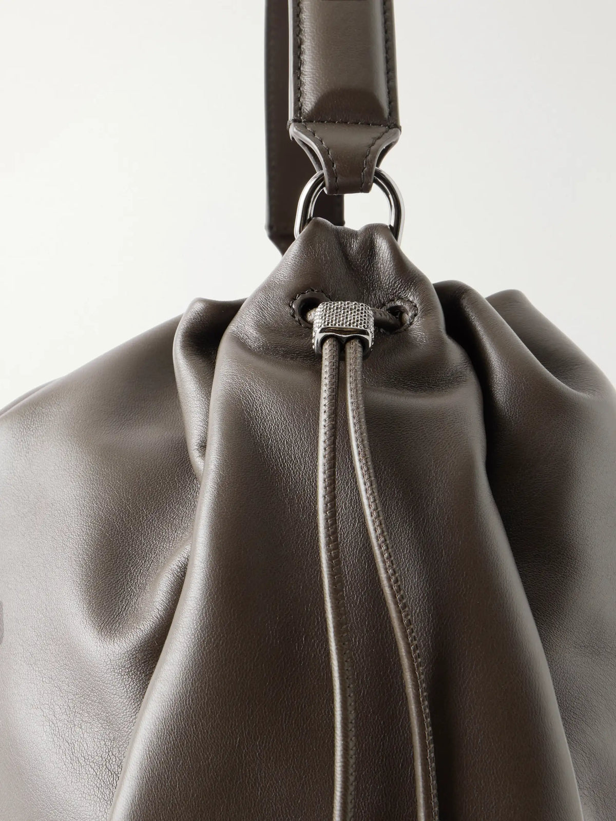 Bead-embellished Leather Tote Bag