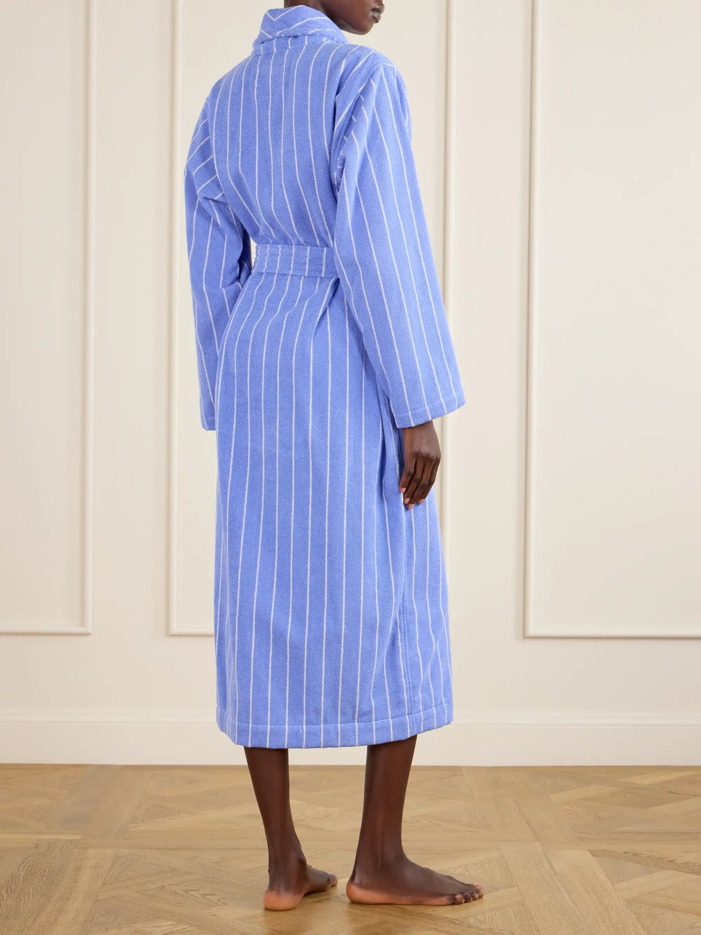 Belted Striped Cotton-terry Robe