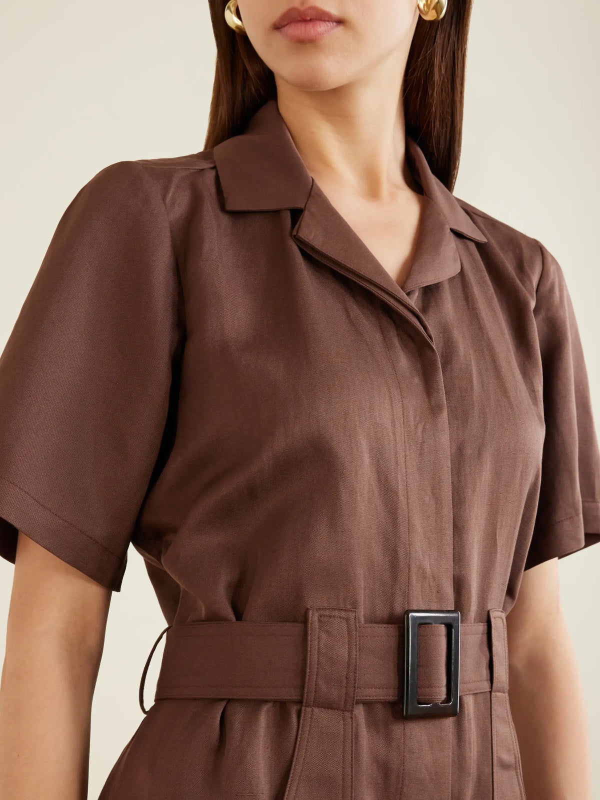 Sienna Belted Silk And Linen-blend Playsuit