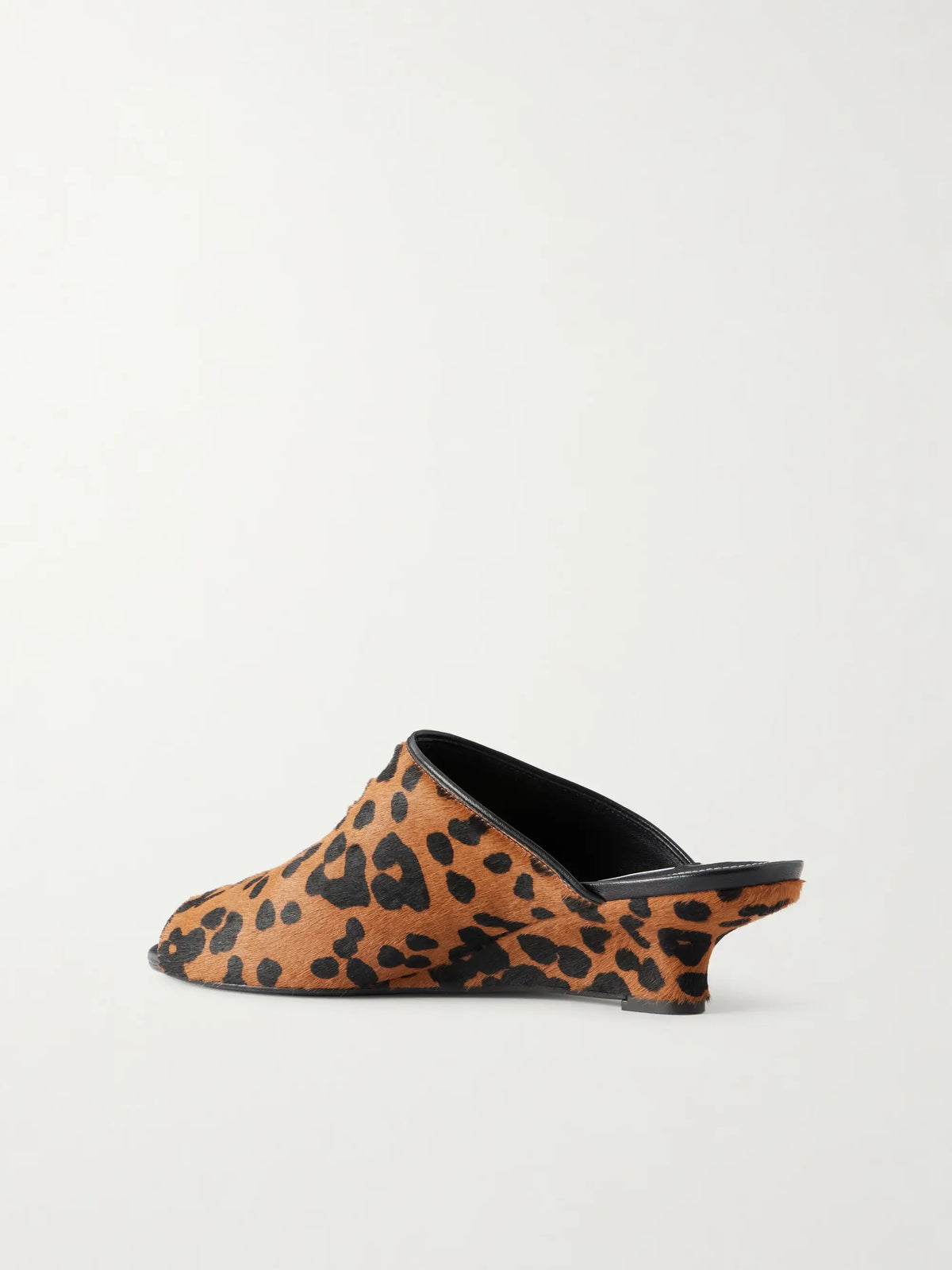 Leopard-print Cow Hair Wedge Mules